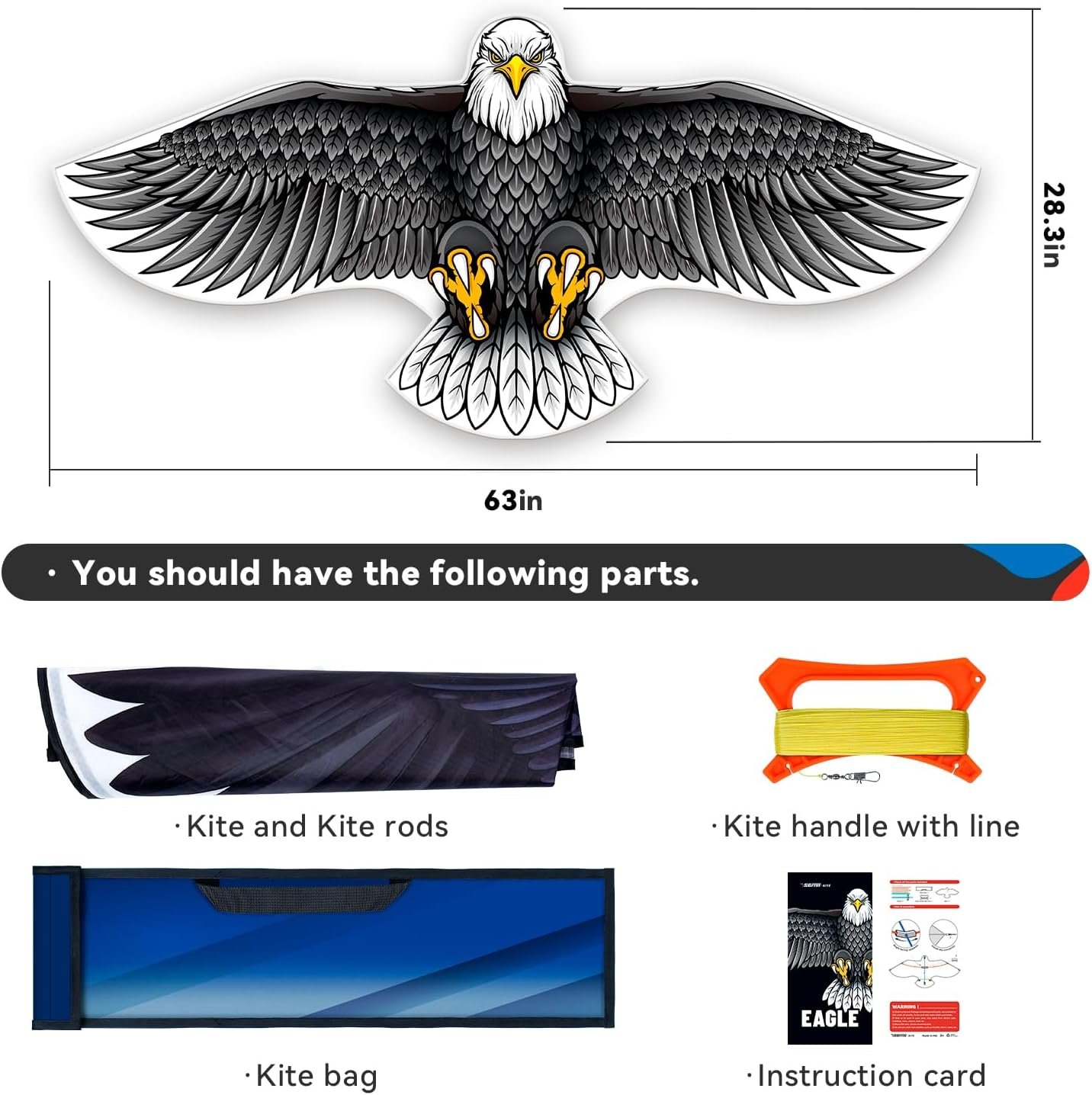 Sgftre Kite for Kids and Adults, Large Eagle Kite for Boys and Girls, Easy to Fly for Beginners, Kite Toys for Beach Trips, Park Outdoor Activities image number 5