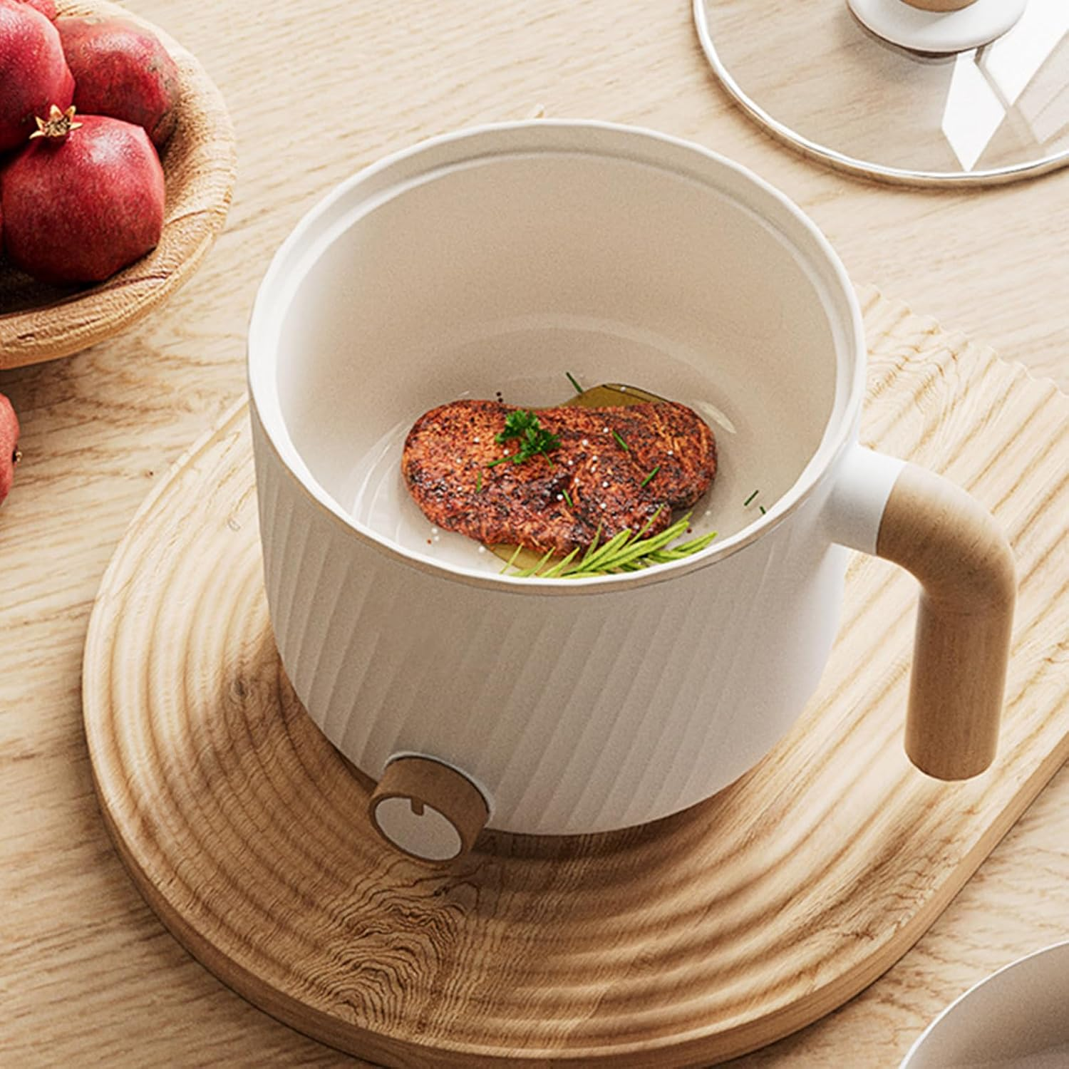 IODOO Hot Pot Electric Pot for Cooking Ramen Cooker 1.5L College Dorm Room Essentials Mini Hotpot Shabu Shabu Pot/Noodle Cooker Non Stick image number 2