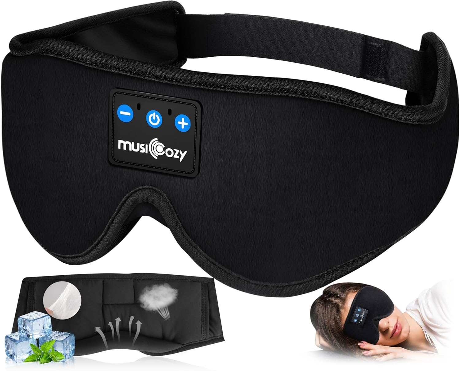 MUSICOZY Sleep Headphones Bluetooth Wireless Sleeping Eye Mask, Office Travel Unisex Gifts Men Women Who Have Everything Top Christmas Cool Tech Gadgets Unique Mom Dad Her Him Adults Teen Boys Girls