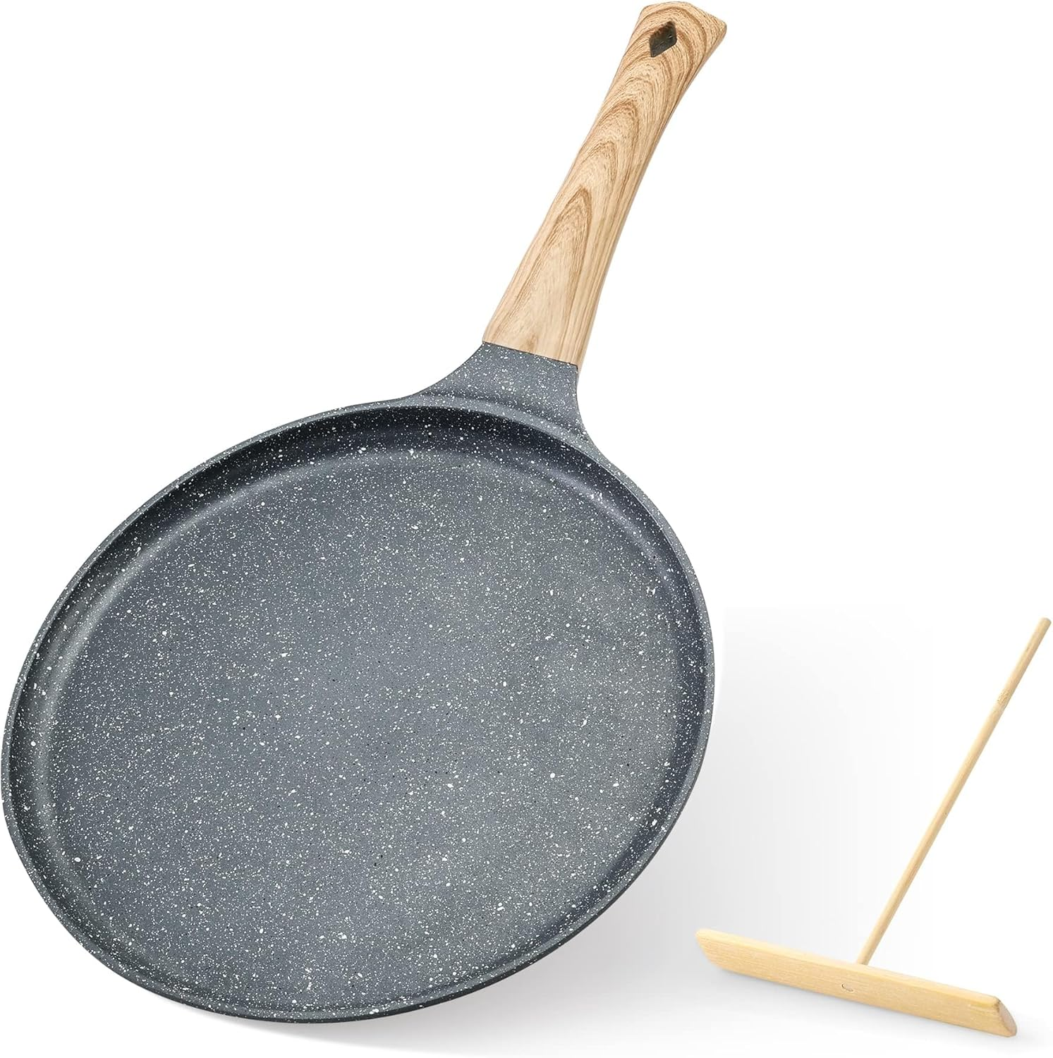 Crepe Pan, XICEN 28 Cm Nonstick Dosa Tawa with Spreader, for All Stove, Tortilla Pan with Detachable Handle (Black)