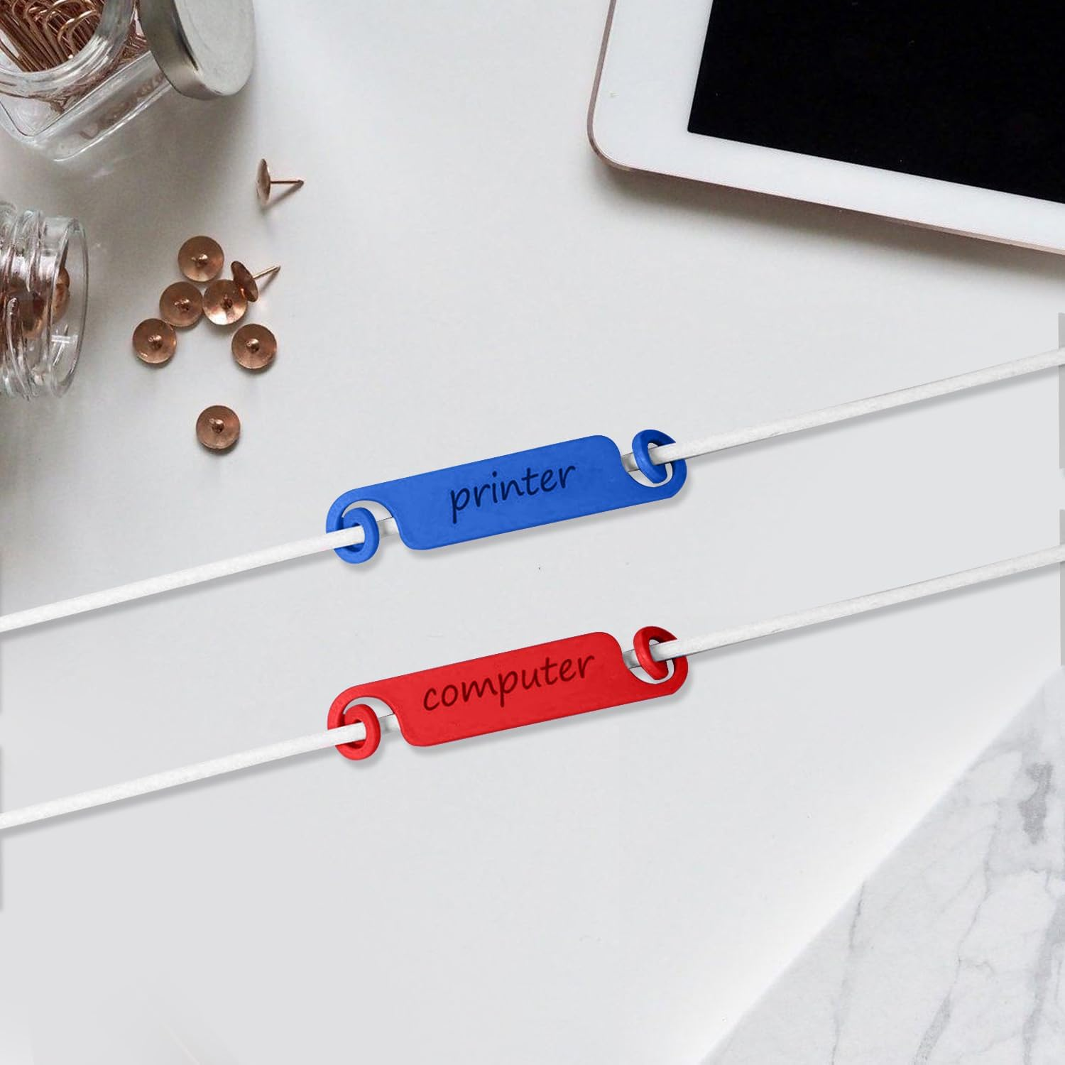 60 PCS Multicolor Cable Labels Cable Tags Cable Management Labels Write on Cord Identification Tags for Thin Cables USB Computer Phone Charger (Not for Thick Cables) image number 4