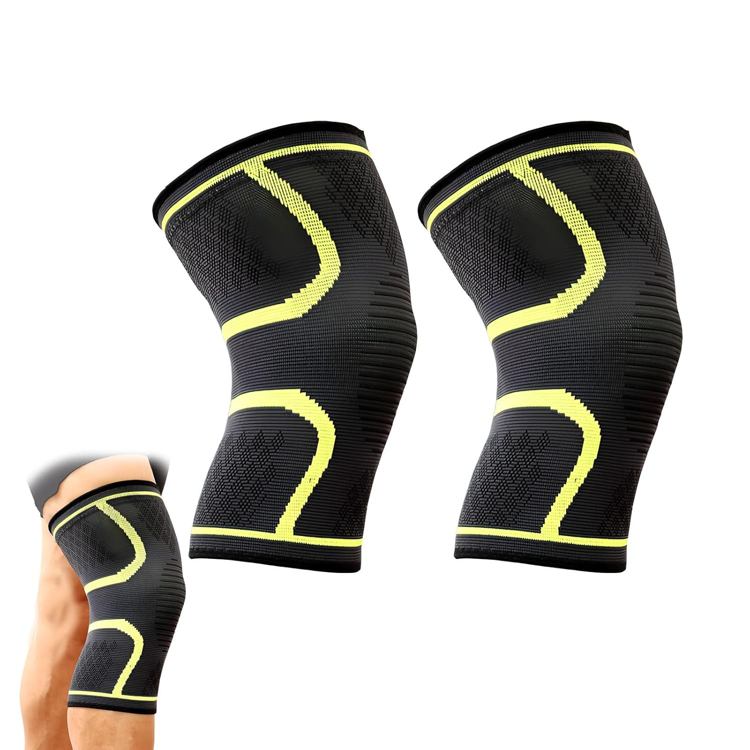 Knee Brace - 2 Pack Knee Braces Support for Men & Women Knee Compression Sleeve for Arthritis, ACL, Meniscus Tear Relief | Stabilizing Knee Sleeve for Running, Gym, Hiking, Basketball, Sports image number 2