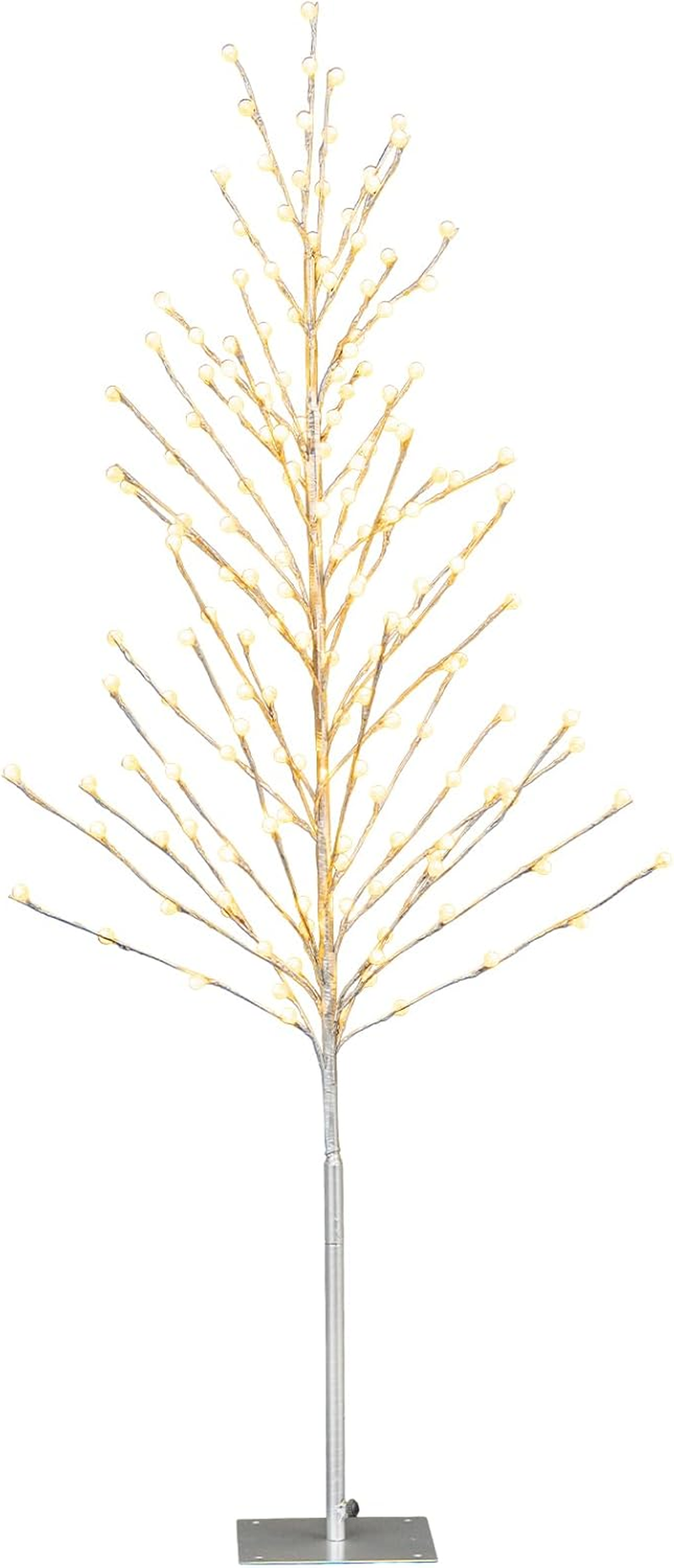 Costway 155 CM Lighted Birch Tree, Artificial Christmas Twig Tree with 168 Warm-White LED Lights, Metal Stakes, Indoor & Outdoor Christmas Holiday Party Decor, Xmas Birch Tree for Porch Home Store image number 3