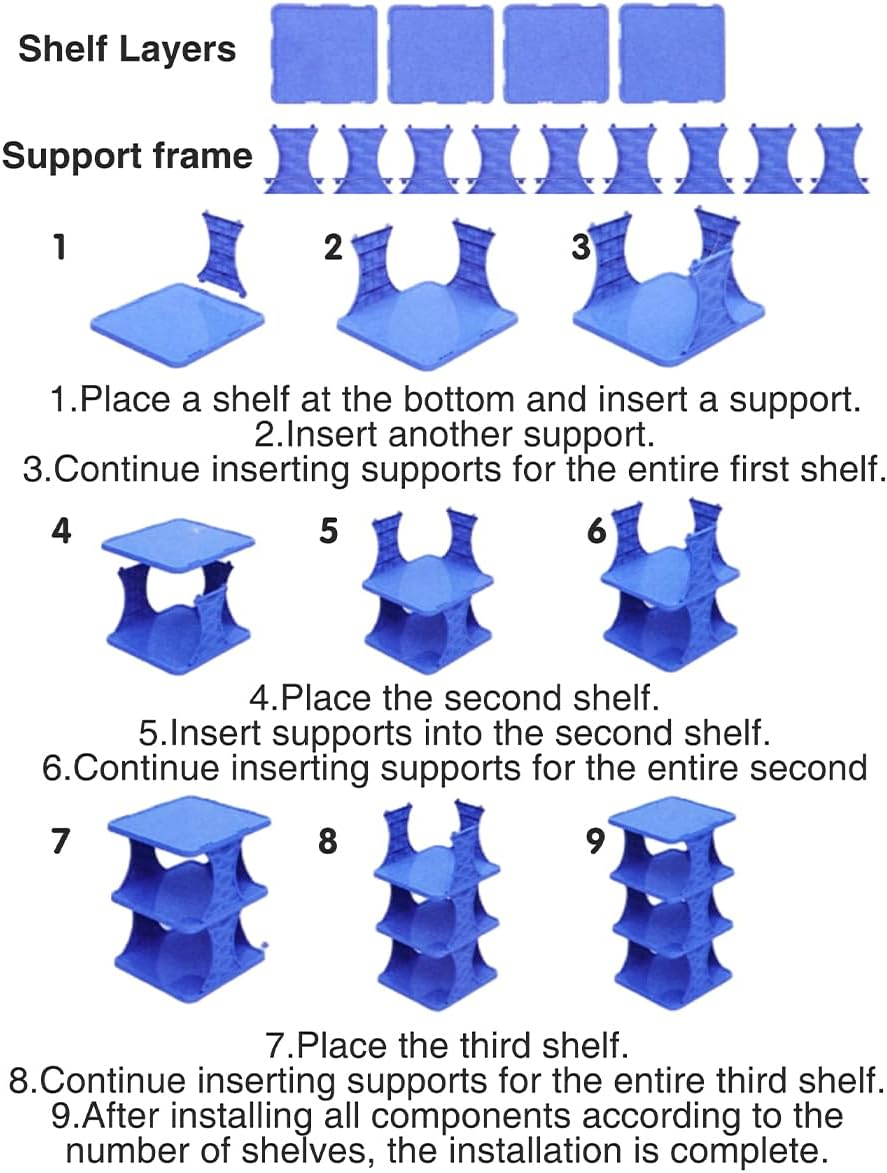 AIMALL Multi-Layer Folding Shoe Rack, Compact Narrow Design for Home Entrance, Dormitory, Corridor, with Stable Load Bearing, Easy Assembly, Blue/Orange/White image number 6