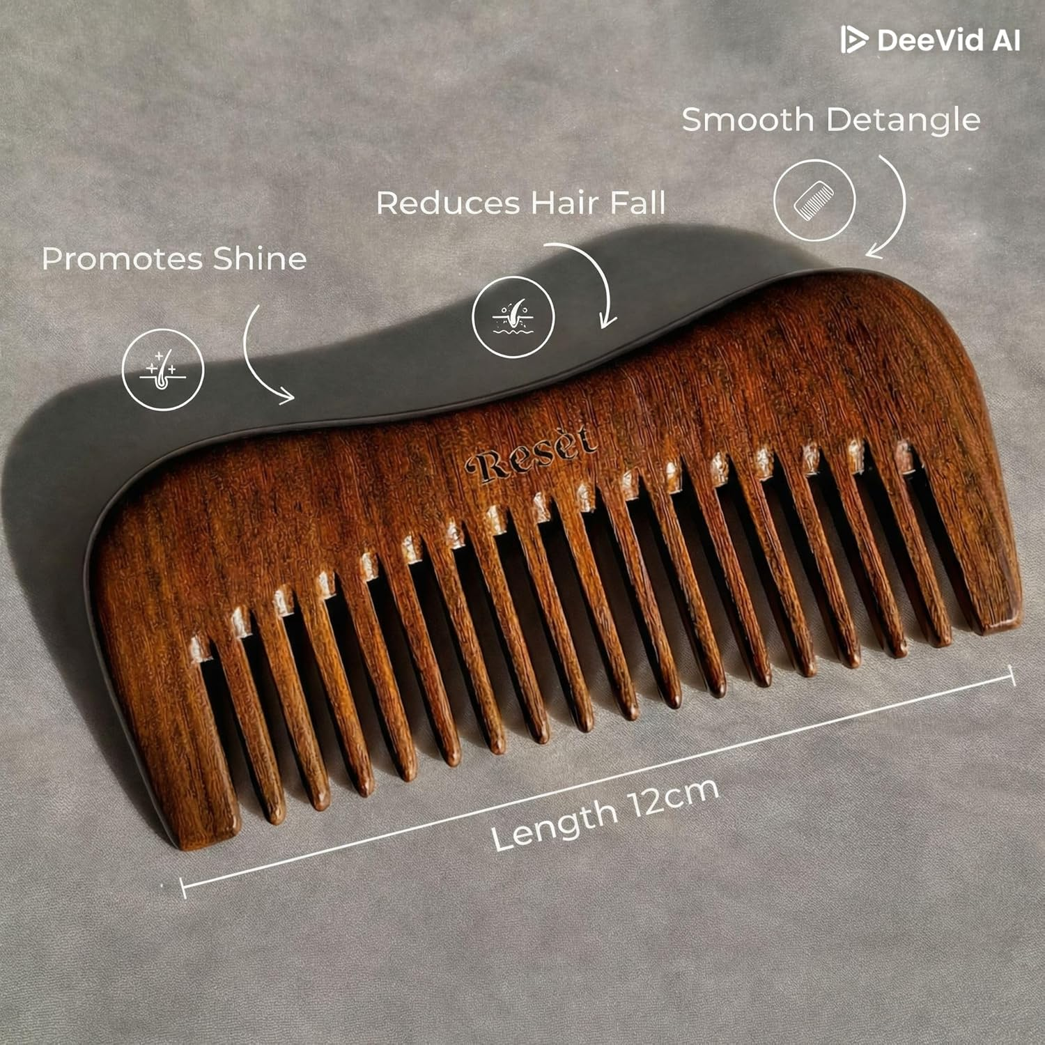 100% Natural Handmade Sandalwood Comb | Soft Wide Tooth Wooden Comb for Wet and Dry Hair | Eco-Friendly Anti-Static for Massage | Wooden Hair Detangler for Men and Women image number 5