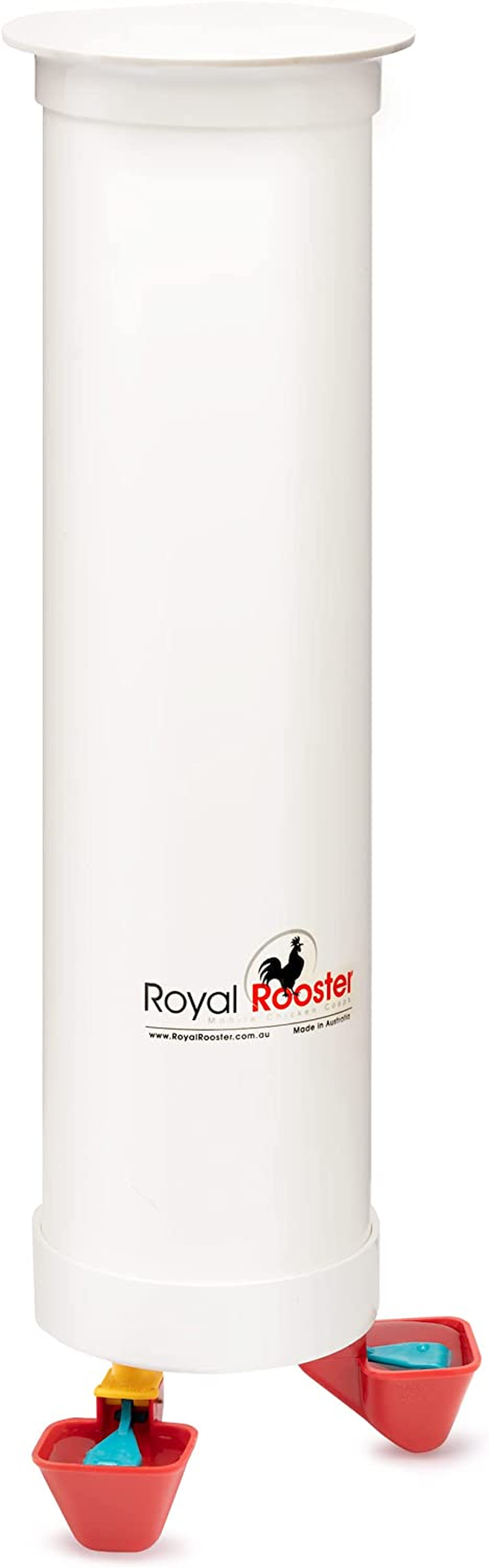 Royal Rooster 4 Litre Automatic Twin Chicken Waterer with 2 Gravity-Feed Valve-Operated Cups - Indoor and Outdoor Coop Hanging Chicken, Duck and Poultry Water Dispensing System with 2 Drinking Cups image number 6