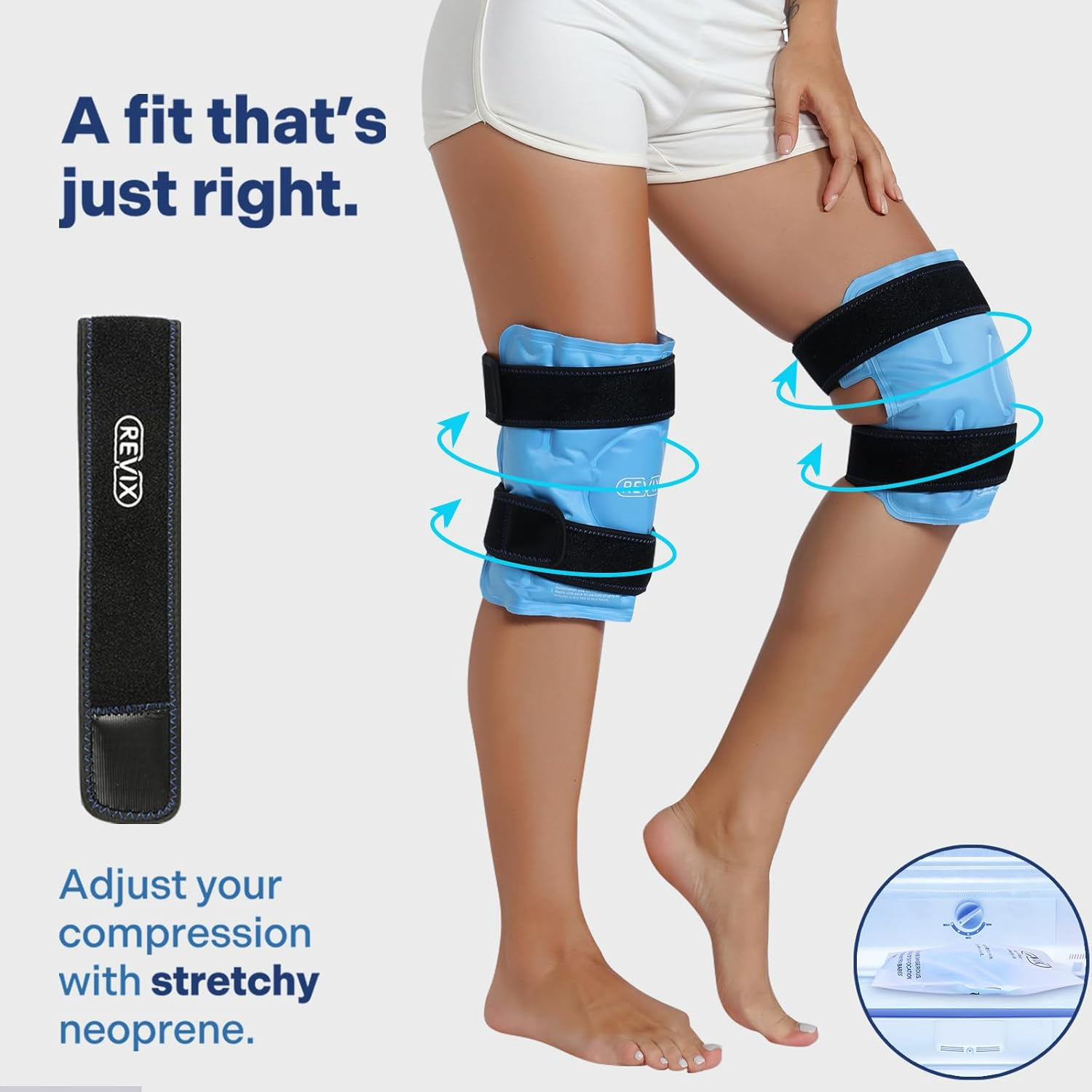 REVIX Ice Wraps for Knee Discomfort, Gel Ice Packs Reusable with Cold Compression, Knee Cold Pack to Relax Sore Muscles and Joints, Plush Cover and Hands-Free Application, a Set of Two image number 2