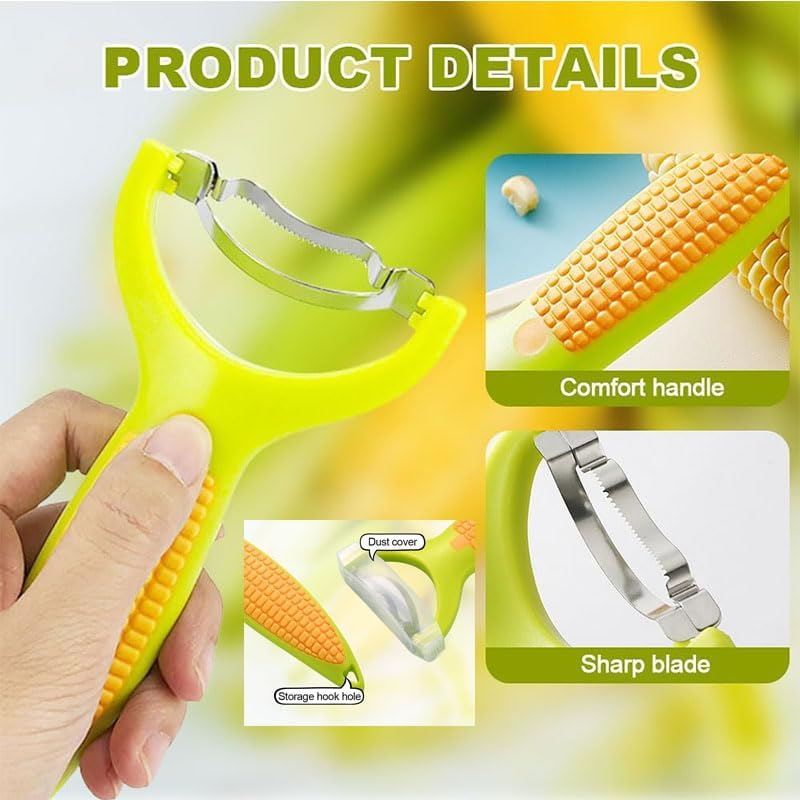 WADY 1Pcs Stainless Steel Corn Peeler &ndash; Durable & Efficient Kernel Remover Tool for Corn on the Cob, Easy-To-Use Dishwasher Safe Kitchen Gadget,Green image number 6