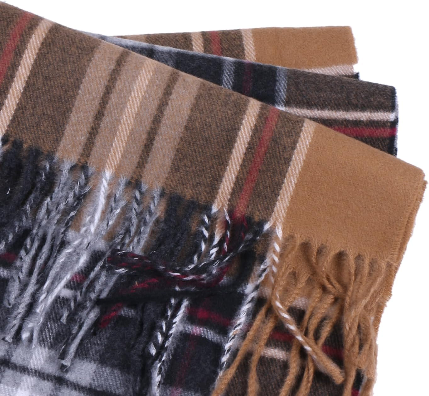 Herringbone Houndstooth Checked Pattern Cashmere Feel Classic Soft Luxurious Winter Scarf for Men Women image number 5