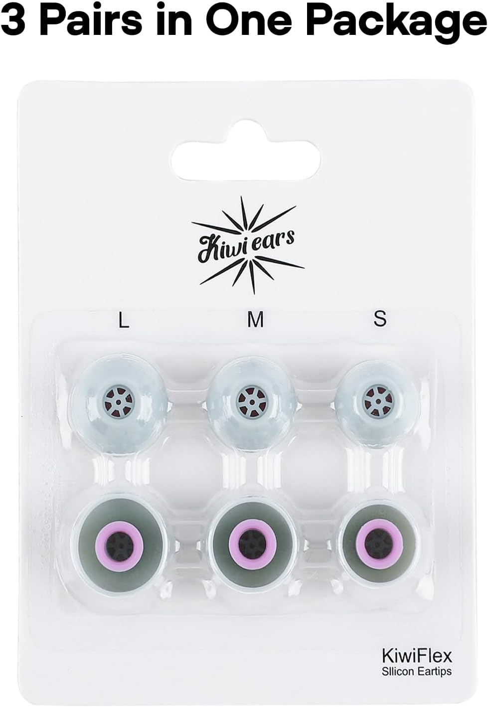 Linsoul Kiwi Ears Flex Earbud Tips, Replacement Silicone IEM Tips, 3 Pairs, S/M/L Size, for KZ ZS10 Pro, Singolo, HBB Hades, Orchestra Lite, Cadenza Wired/Wireless Earphones (Grey) - Black image number 7