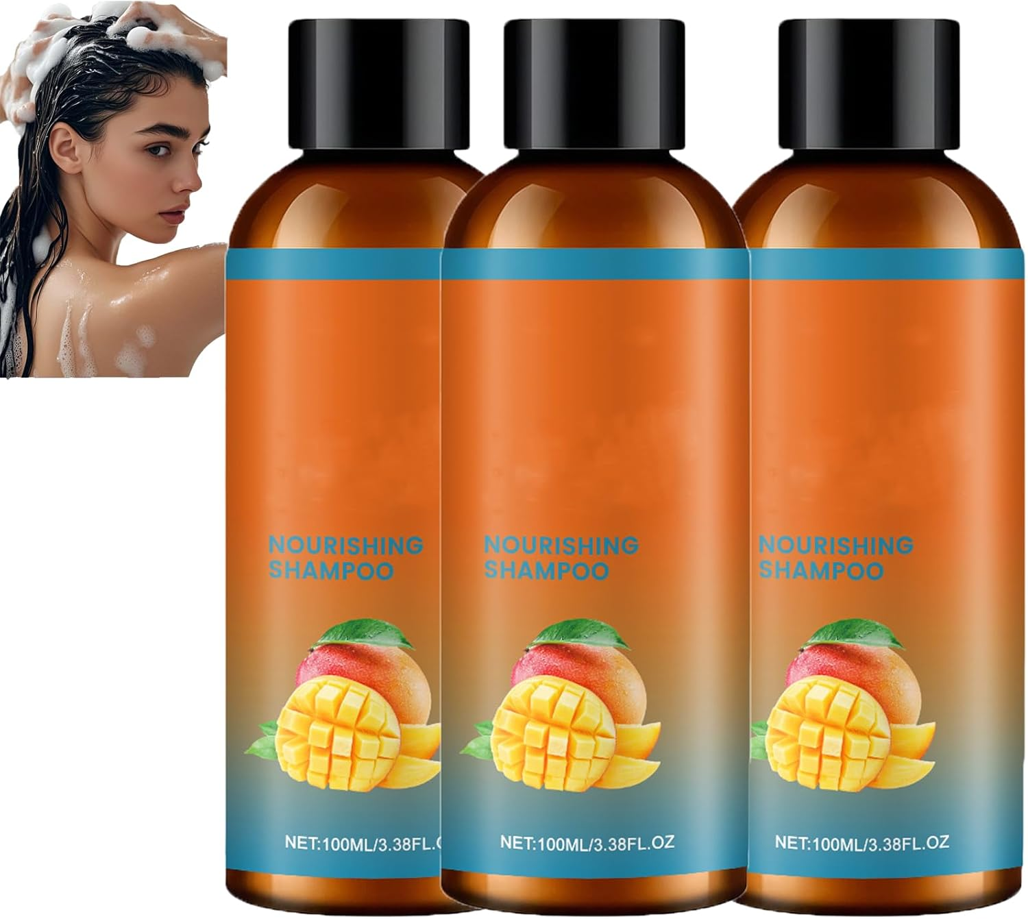 Fruit Moisturizing Shampoo, Fruit Extraction Hair Cleanser, Moisture Repair Shampoo for Dry, Split and Chemically Treated Hair, Thickening Volumizing Strengthening Damaged Frizzy Hair (2Pcs)