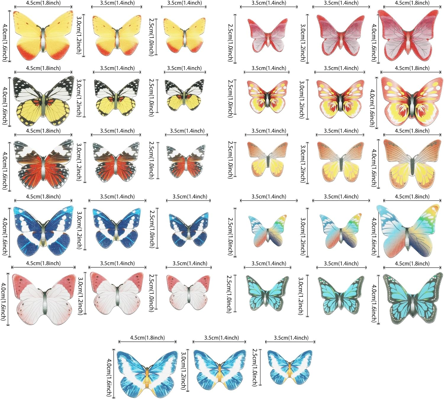 80 Pack Edible Butterfly Cupcake Toppers, Edible Colorful Butterfly Cake Decorations, Birthday Party Butterfly Decorations for Wedding Birthday Party Food Decoration Supplies image number 5