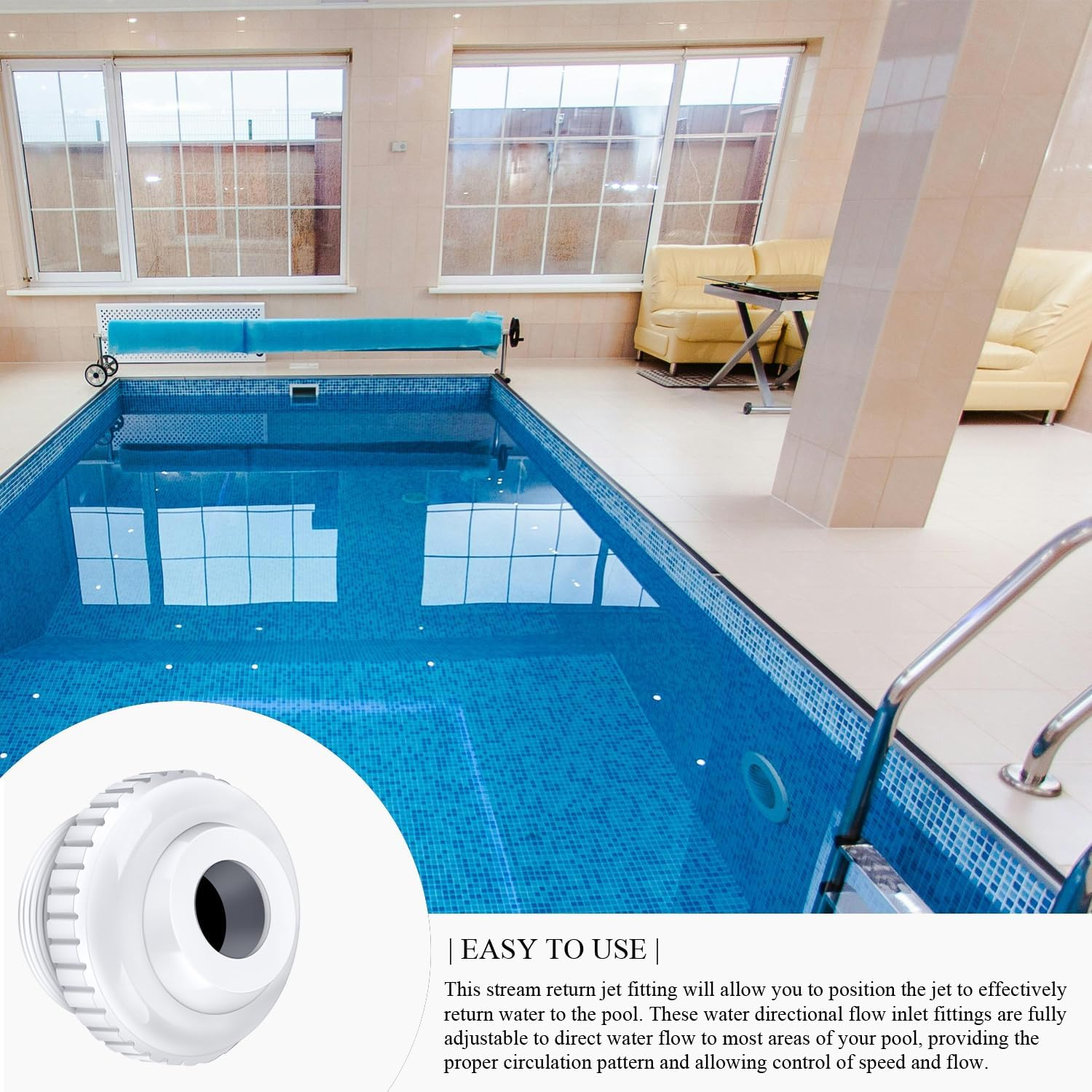 SP1419D 3/4 Inch Pool Jet Nozzles - Directional Flow Eyeball Inlet Swimming Pool Return Fittings with 1-1/2 Inch MIP Thread for Spa image number 3