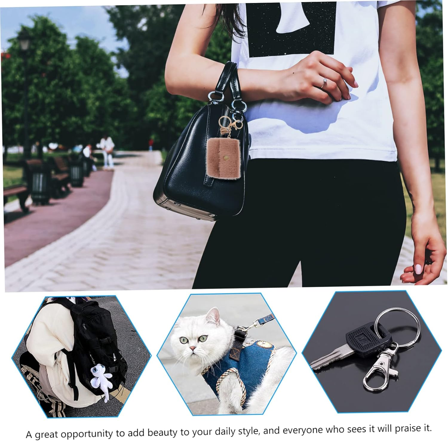 COLLBATH 2Pcs Mini Coin Purse Keychain Keyring Buckle Stylish Keychain Ring for Bag Phone Decor image number 6