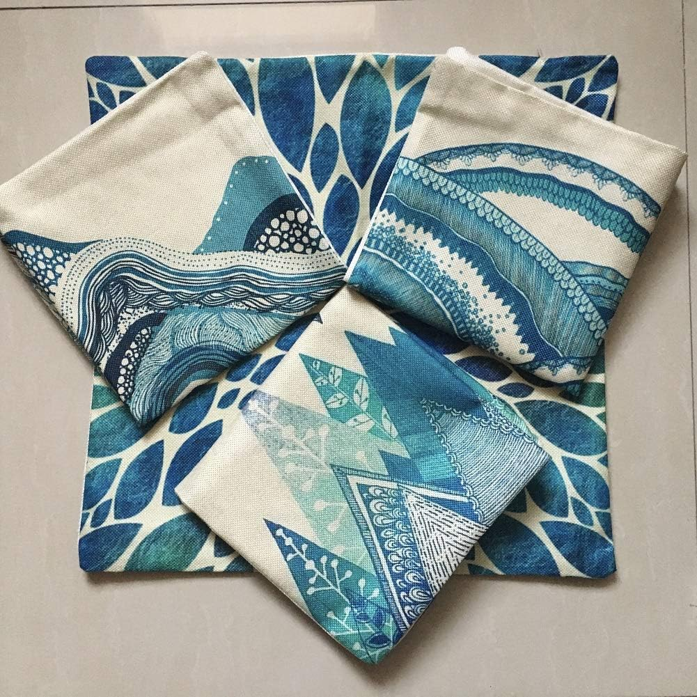 Jasfura Set of 4 Bohemia Teal Throw Pillow Covers 18X18 Inch Ocean Decorative Couch Pillow Cases Sea Cotton Linen Case Tuquoise Coastal Square Cushion Covers for Sofa, Bed and Car (Green Wave) image number 3