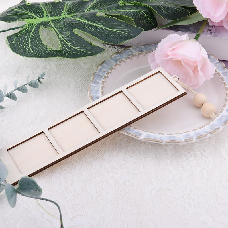 Wood Hanging Photo Frames Christams Xmas Gifts for Friends Family Tree Keepsake Small Picture Frame Ornament for Car Wall Decor Anniversary Decorations image number 2