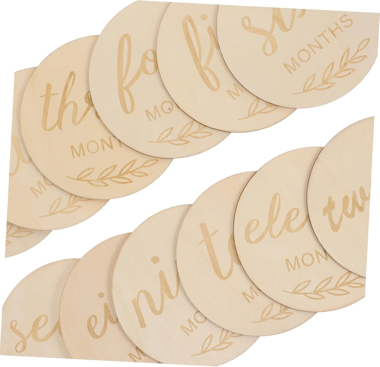 CORHAD 12Pcs Wooden Monthly Milestone Discs Photo Props Decorative Milestone Signs for Newborn Growth Announcement and Commemorative Photos image number 6