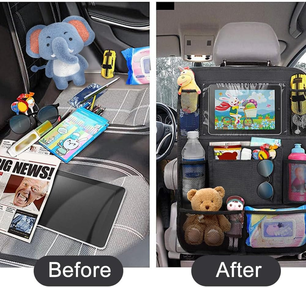 Car Organiser,Car Backseat Organiser,Car Seat Back Storage Organizer with 6 Pockets,600D Oxford Cloth Car Storage Organiser for Toy Bottle Book Drink Kids Toddler Travel Accessories (1PCS) image number 2