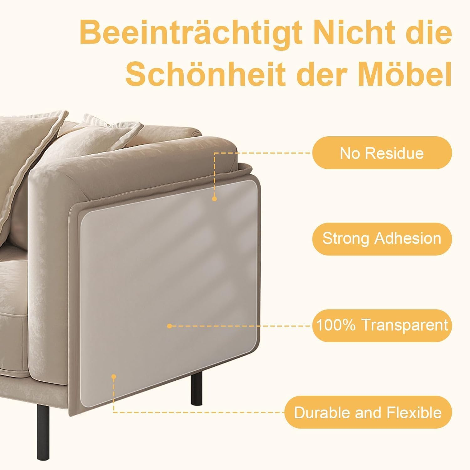 Rigidstone Scratch Protection Cat Tape, Sofa Transparent Scratch Protection Cat Scratch Protection 5 M X 30 Cm Scratch Film Self-Adhesive for Cats Furniture Couch Door Wall Scratch Repellent image number 6