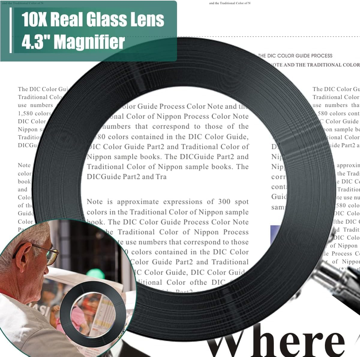 Magnifying Glass with Light and Stand, 10X Magnifying Lamp, 2-In-1 LED Lighted Desk Magnifier with Light, Craft Light Lamp with 3 Color Modes for Close Work Reading Repair Crafts image number 6