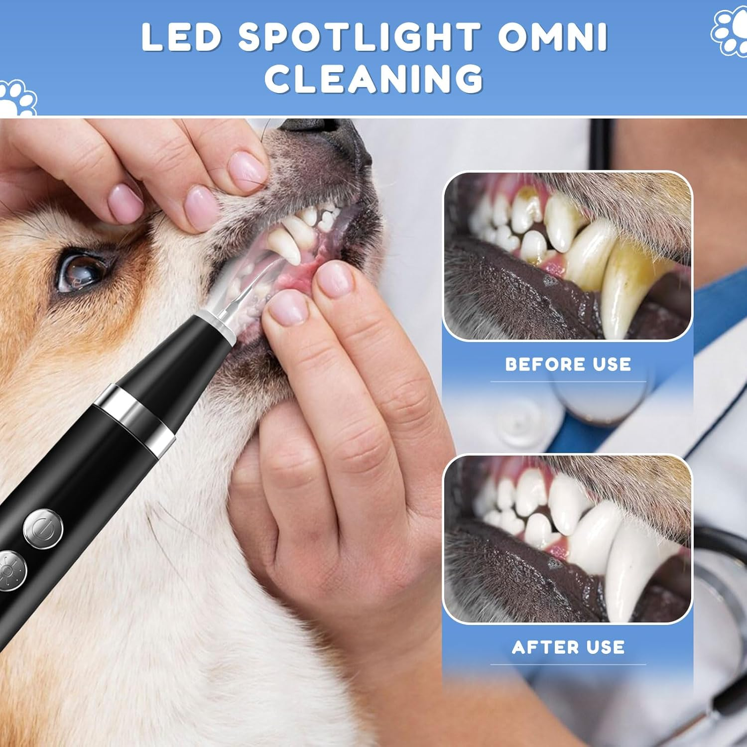 Ultrasonic Tartar Remover for Dogs and Cats, Pet Dental Cleaner, Dog Teeth Cleaning Set, Teeth Cleaning and Cleaning Kit, Fights Tartar, Bad Breath & Gum Disease image number 4