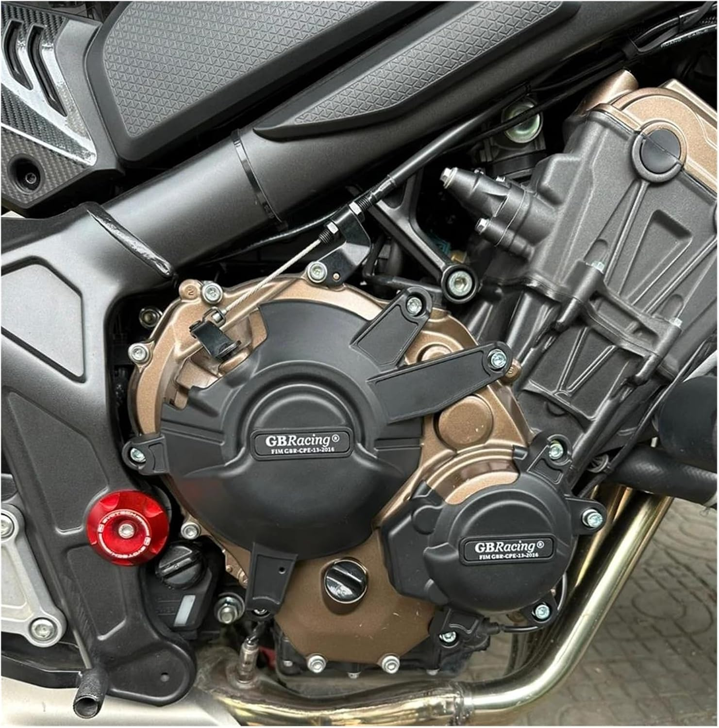 Motorcycle Engine Guard Protector for HONDA CBR650R CB650R 2021 2022 2023 2024 Carbon Fiber Texture Motorcycles Engine Cover Protector Case Black Engine Drop Prevention Slider(Carbon Fiber Texture) image number 2