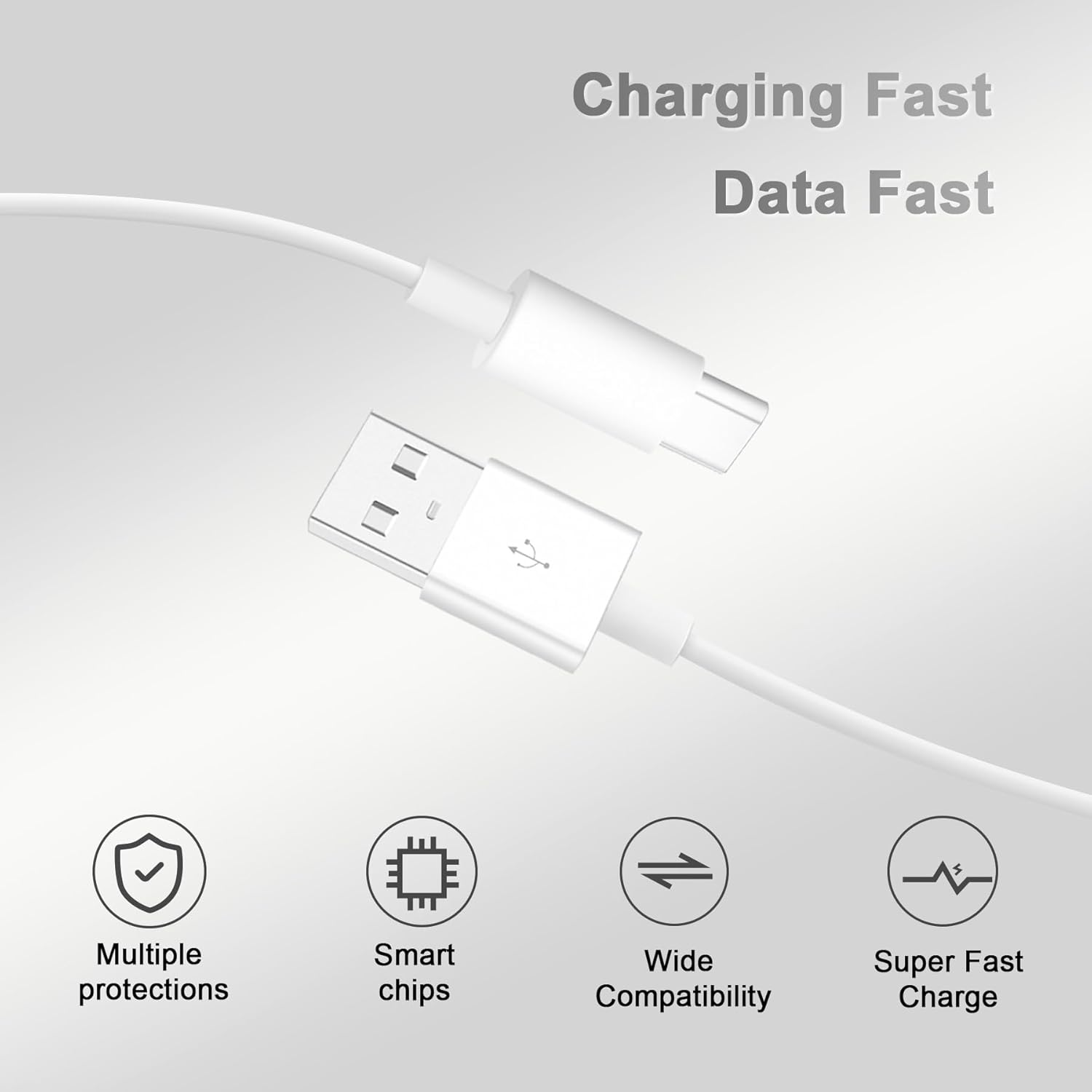 USB a to USB C Cable White 2Pack 2M