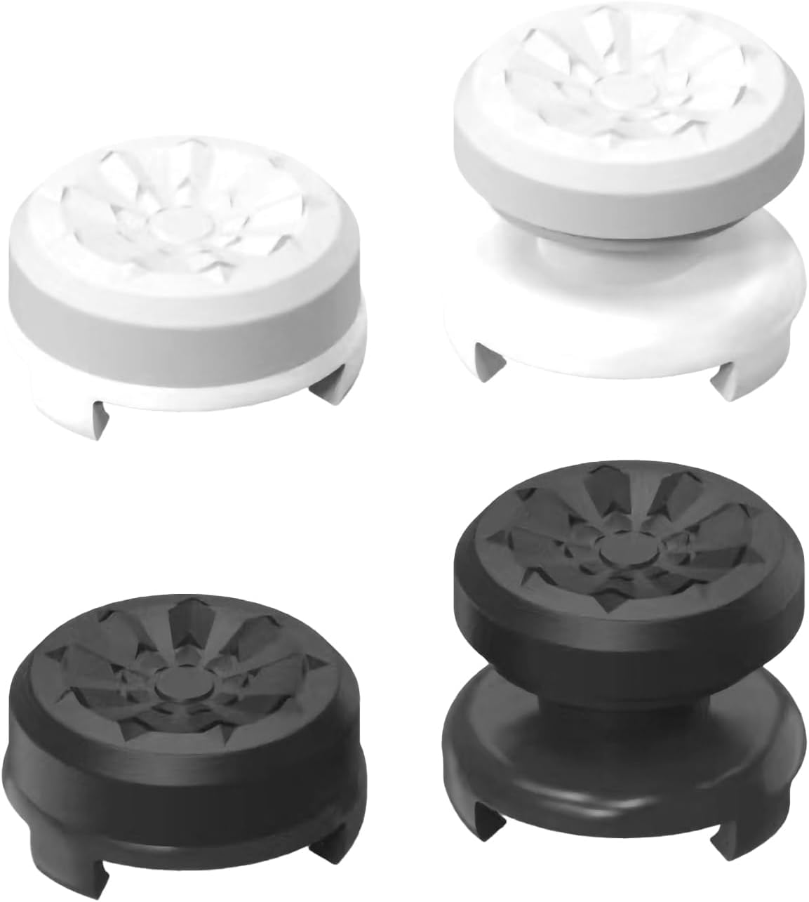 Yxvyxymyxxg Textured Thumb Grips for PS5, 2 Pairs Black and White Non-Slip Silicone Joystick Caps &mdash; Compatible with PS5 / PS4 Controllers, to Improve Grip/Control image number 1