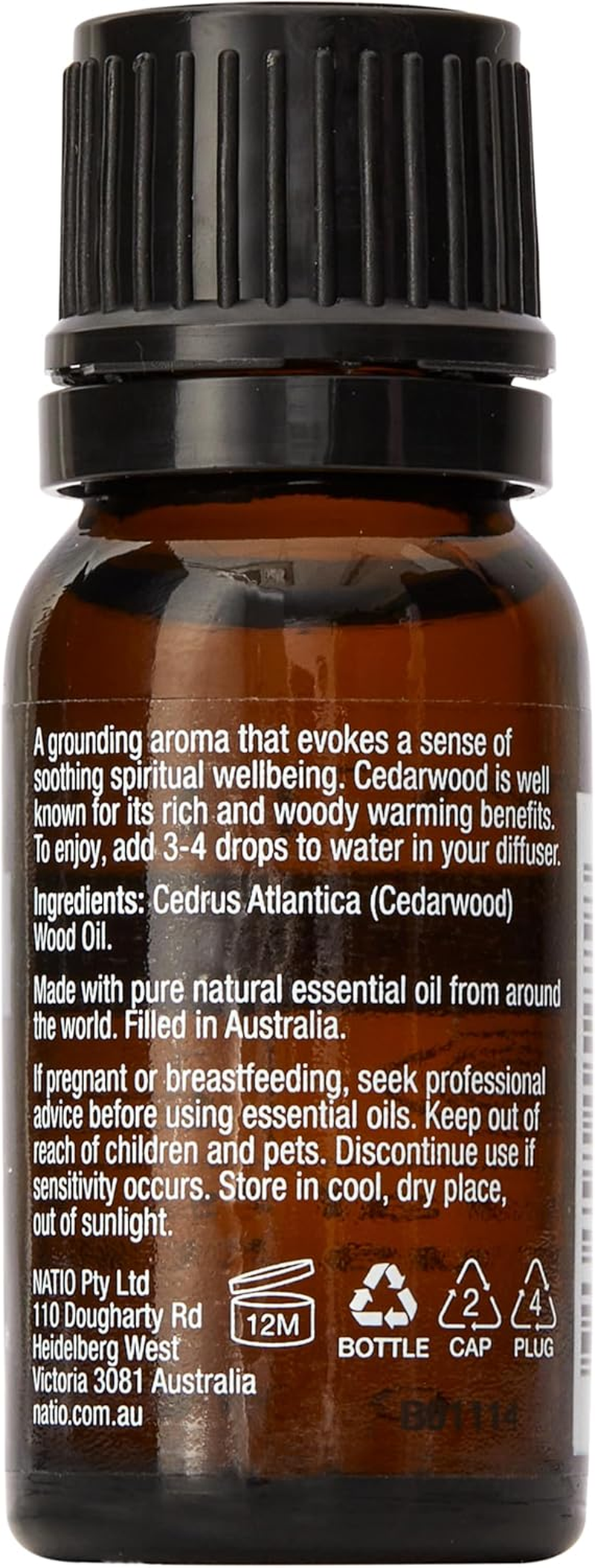 Natio Australia Wellbeing Pure Essential Oil - Cedarwood 10Ml - 100% Pure & Natural Australian Essential Oil - Calming & Fortifying - Vegan Friendly & Made in Australia image number 1