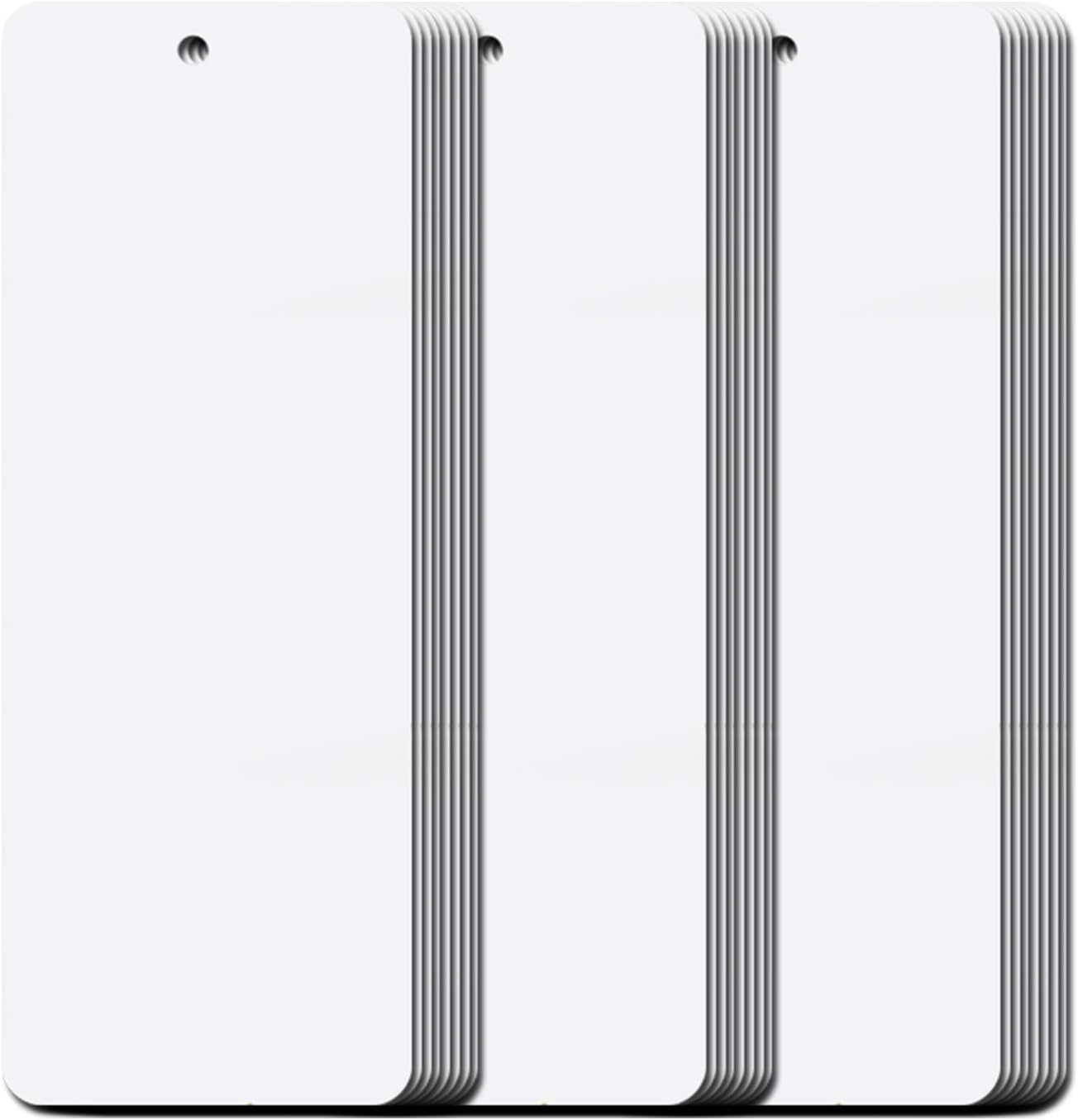 Teemico 96 Pcs Kraft Paper Blank Cardstock Bookmarks for DIY Projects and Gifts Tags, White, 5.5 by 2 Inch 48Pcs Bookmarks with 48 Tassels