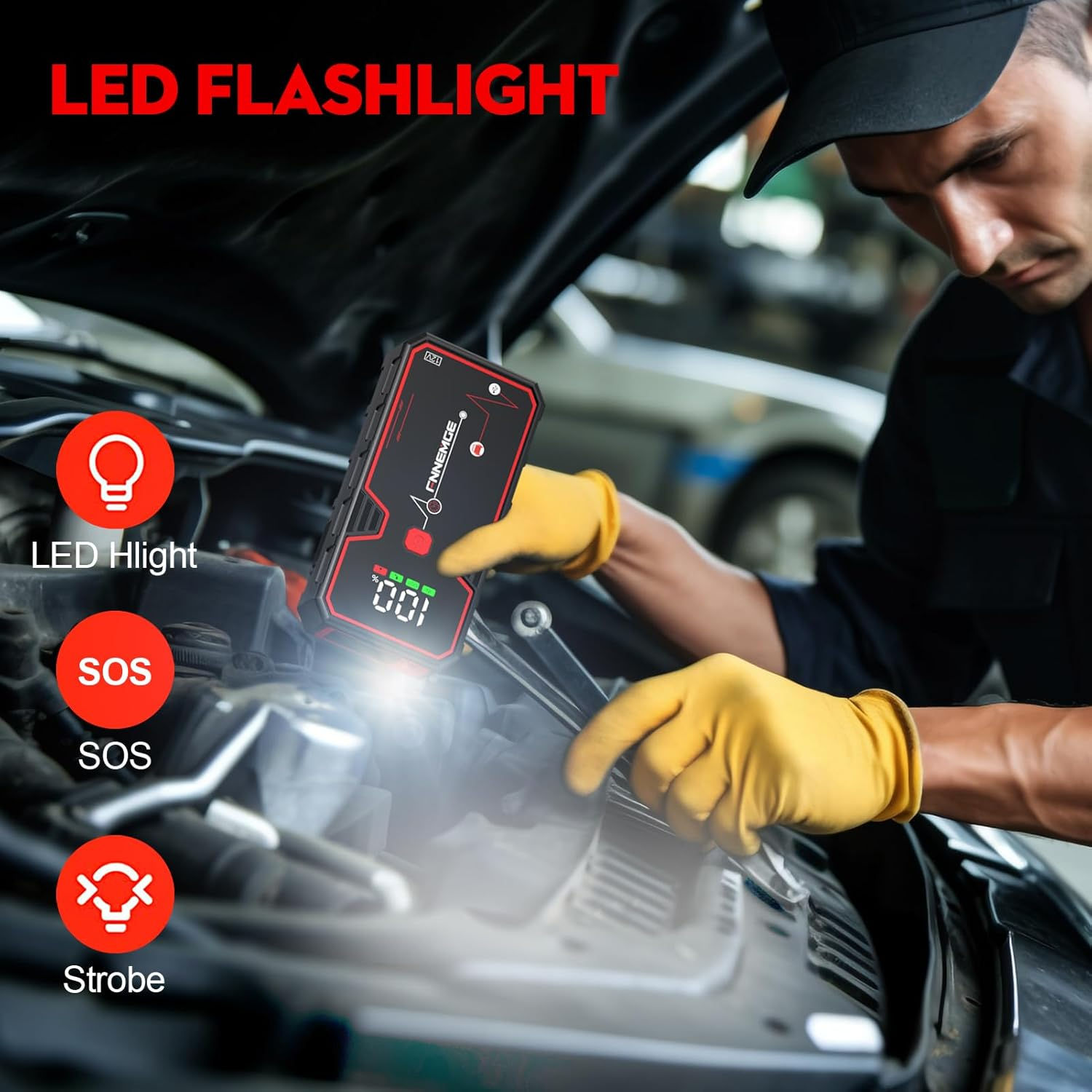 Car Jump Starter, 5000A Peak 23800Mah 12V Jump Starter Battery Pack(Up to All Gas, 8.0L Diesel Engine),With USB Charge Output Port,Led Light. image number 4