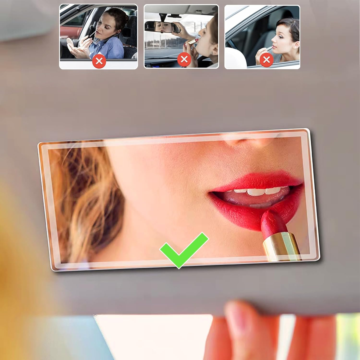2 Pack Car Sun Visor Makeup Mirrors, Auto Self-Adhesive HD Glass Cosmetic Vanity Mirror for Vehicle Travel, Automotive,Truck,Suv image number 3