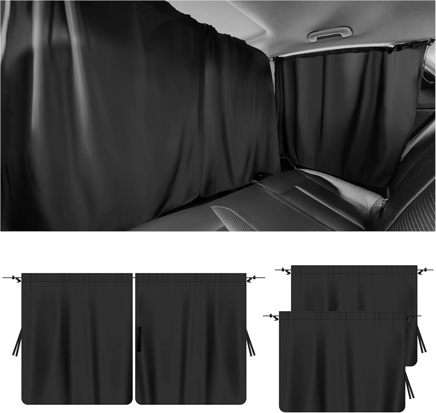 Car Privacy Curtains,Car Window Shades for Side Window & Rear Seat,Universal Vehicle Sunshade Blocking Accessories for Most Cars, Suvs, Trucks, and Vans (3PCS)