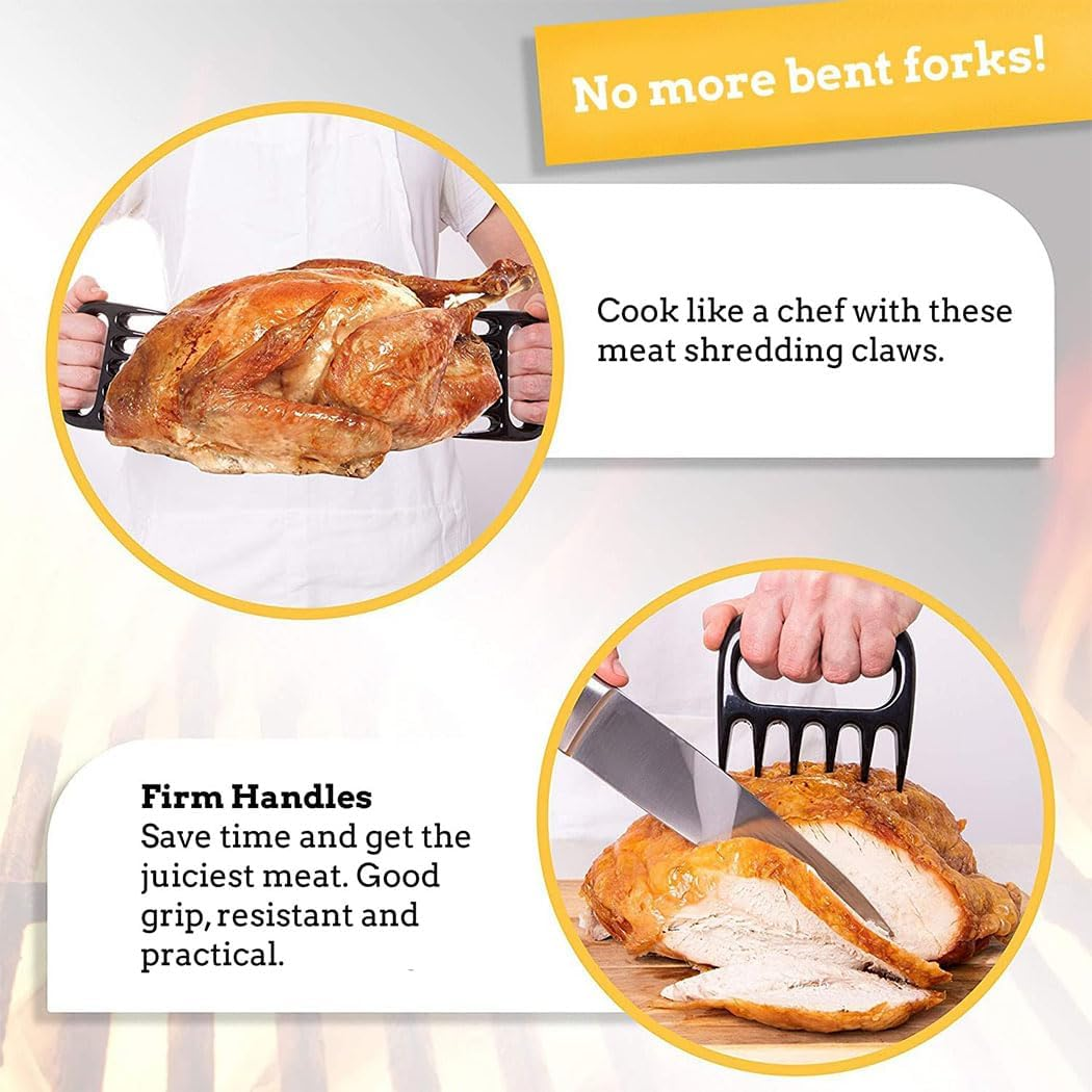 Meat Claws for Shredding,Barbecue Claws for Pulled Pork,Grill Smoker Meat Paw Claws, BBQ Claws Shredding Carving & Handling Foods,Bbq Grilling Gifts for Men,Black image number 4