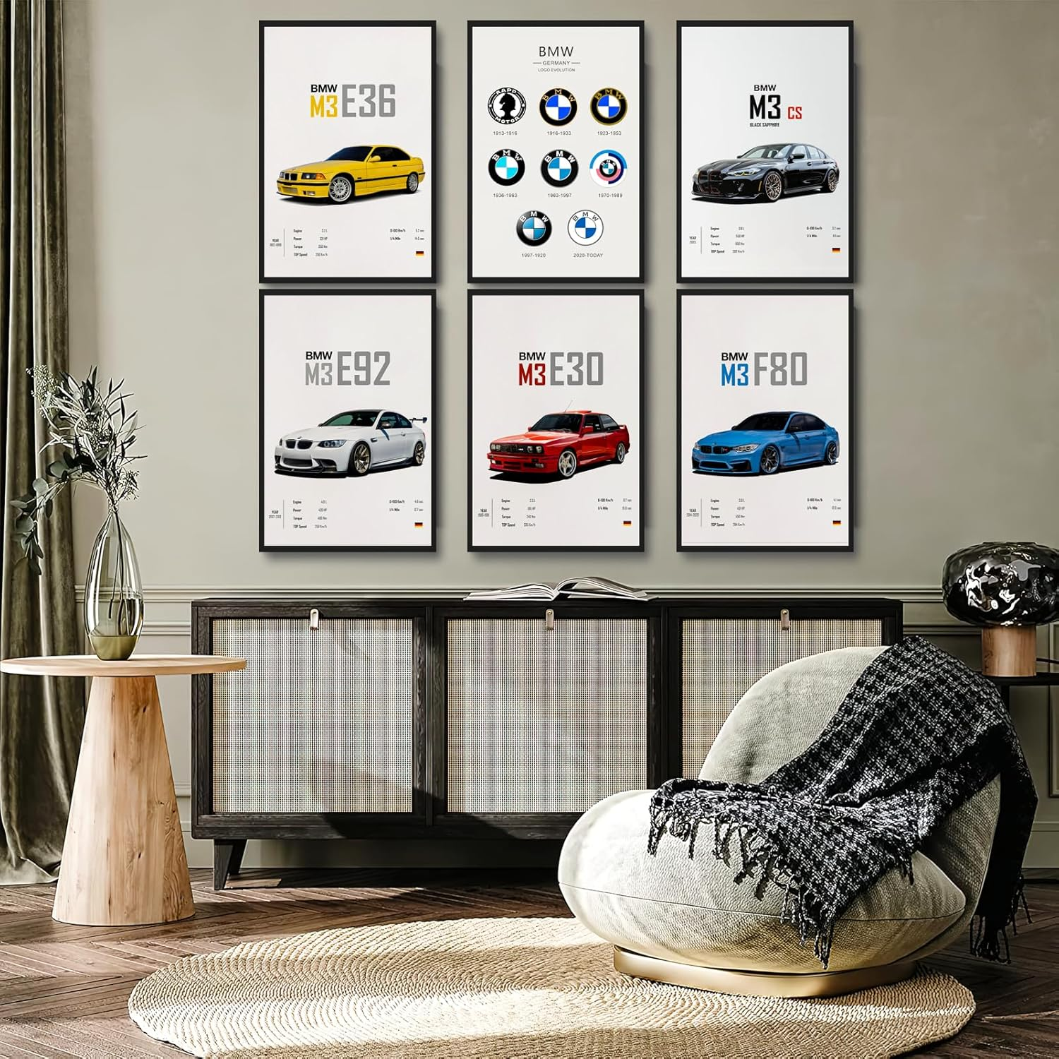 Dazongweihan 9Pcs Super Car Posters for Boys Room, Racing Car Wall Art for Men Guys, Sports Car Wall Decor, Race Cars Pictures Wall Decor for Bedroom Dorm Man Cave (Unframe,8X12Inch) (R1)