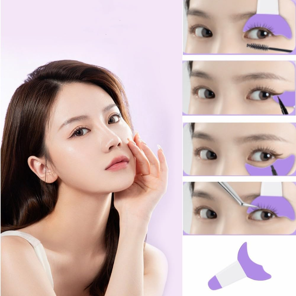 Mascara Eyelash Shield Applicator Guard Tool, 2 Pcseyelash Eyeshadow Auxiliary Guard Tool Pads, for Eye Makeup and Prevent Makeup Residue (Purple)