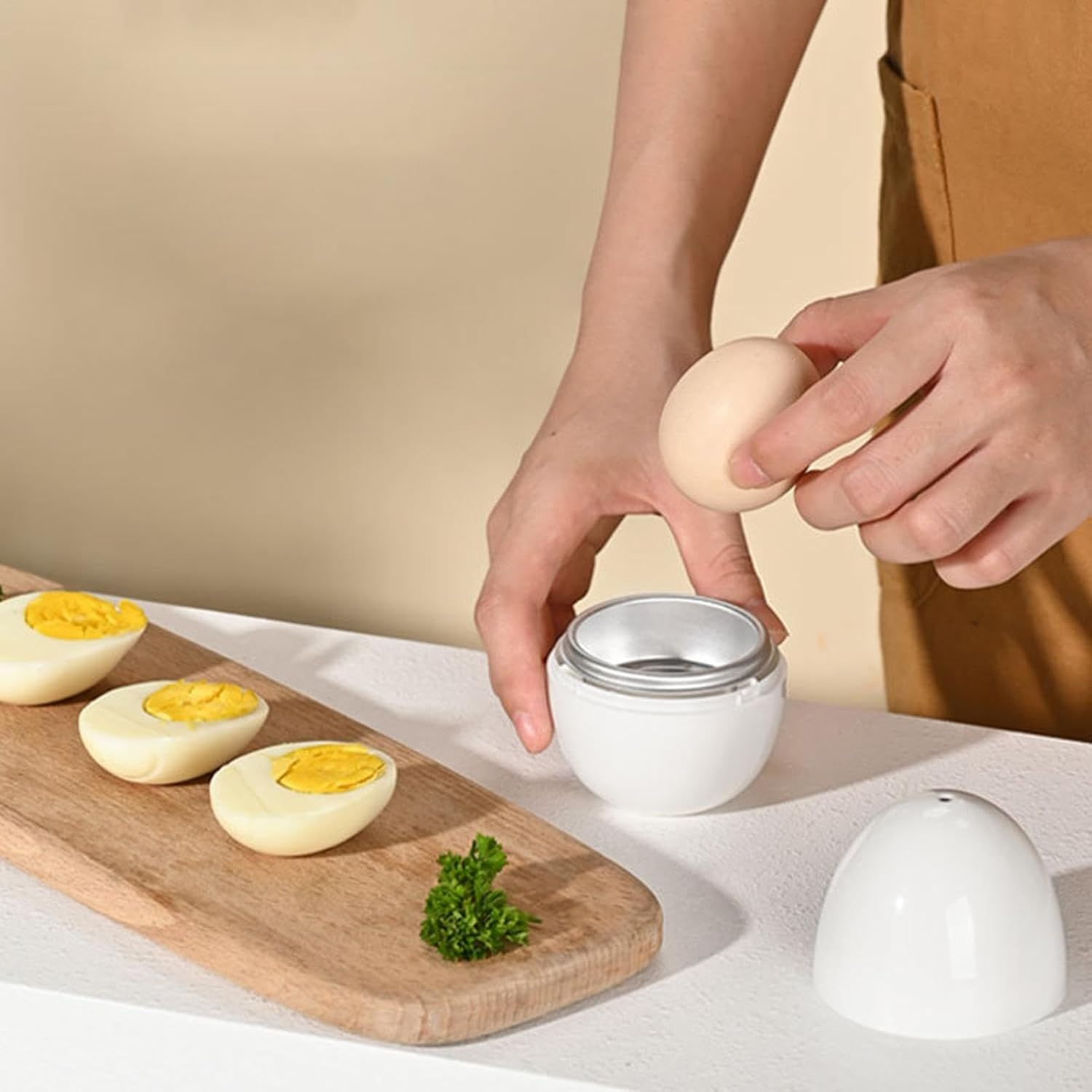 2024 New Microwave Egg Boiler, Microwave Egg Cooker Maker for 1/4 Egg, Boiled Egg Poachers with Lid, Rapid Egg Cooker Microwave Boiled Egg Maker for Hard Soft Boiled Egg Cooker Steamer (1 Egg) image number 2