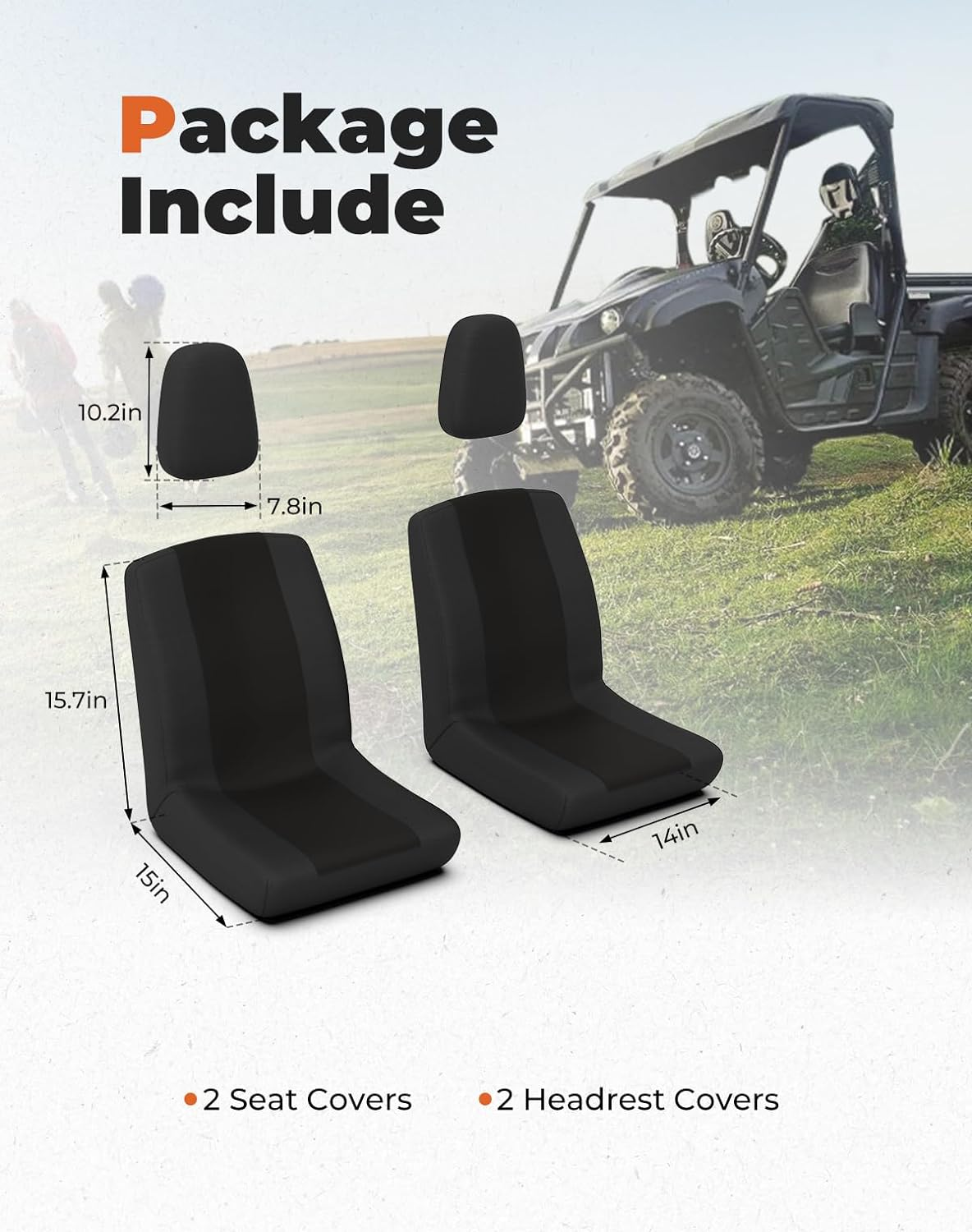 KEMIMOTO Seat Covers,Bucket Seat Cover Set Compatible with Rhino 450, Rhino 660, Rhino 700, Water-Resistance UTV Seat Covers Fits with Rhino Seat Cover with Headrest Cover Seat Cover Accessories 2PCS image number 5