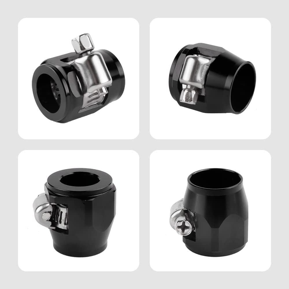 4PCS 6AN 3/8 Hose Clamp with Adjustable Screw Joint,Aluminum Alloy Black Hose Clamp for Tighten Fuel Line,Water Pipe,Heater Hose,Air Tubing,12-15Mm Automotive Hose Clamps (12-15Mm) image number 2