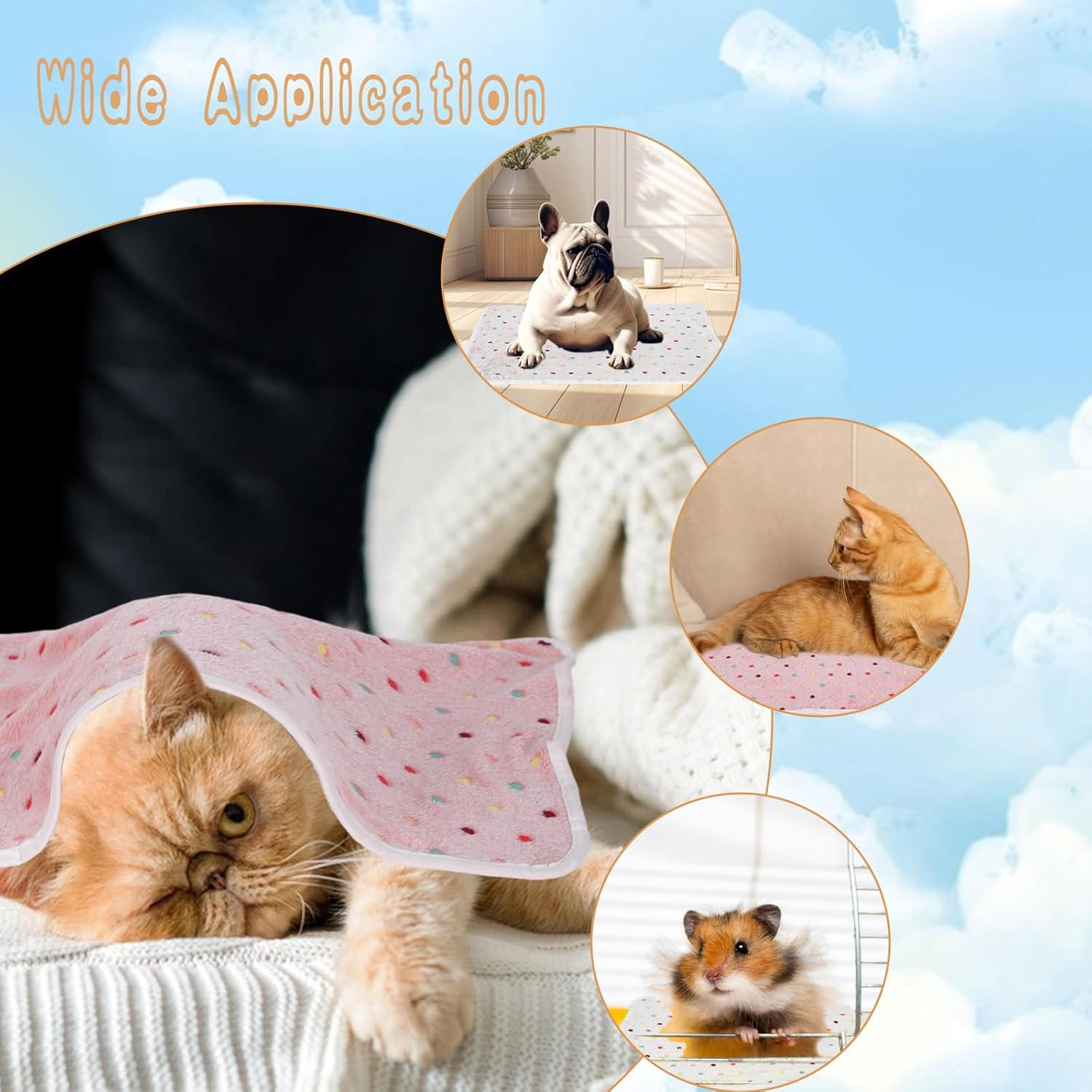 3 Pieces Puppy Blankets Washable Small Animal Fleece Beddin Soft Cats Blankets Small Reusable Small Pet Sleep Blankets Coral Velvet Hamster Guinea Pig Cage Liners for Hamster Ferret Rabbits 40 * 60Cm image number 2