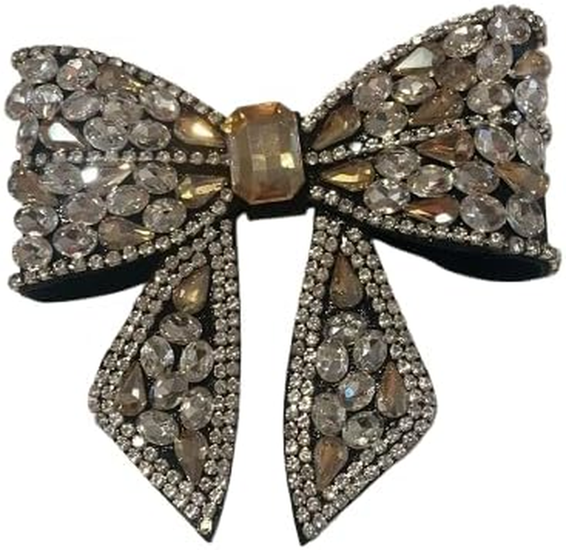 NTY Collections Rhinestone Bow Hair Clips &ndash; Sparkly French Design Barrettes, Crystal Bow-Knot Hair Accessories for Women & Girls, Party, Halloween, and Special Occasion Hairstyles -Pack of 1, Black