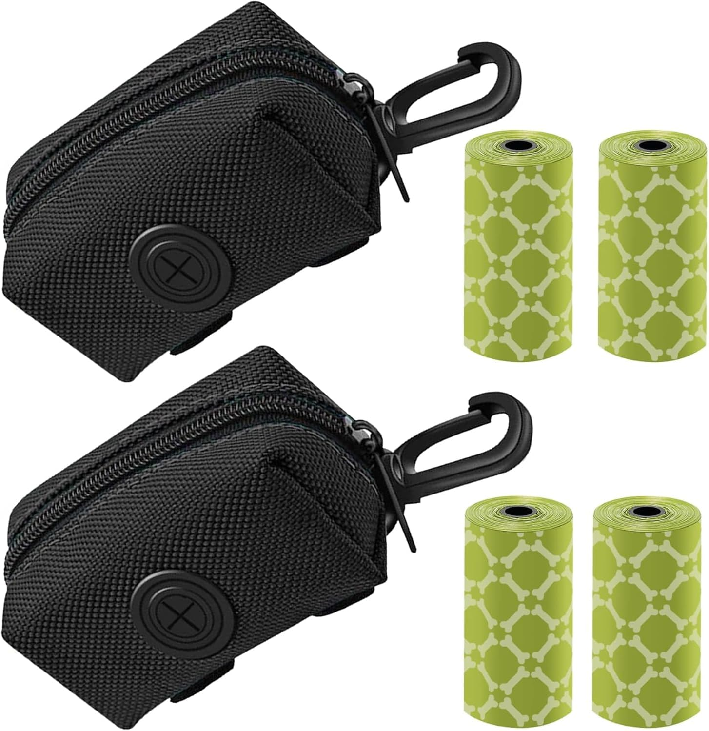 BEANPRECOY 2 PCS Dog Poop Bag Holder for Leash Attachment Waterproof Dispenser with Carabiner & 4 Pet Waste Bags Hands-Free Design for Walking Running Soft Fabric Zipper Fits All Leash image number 4