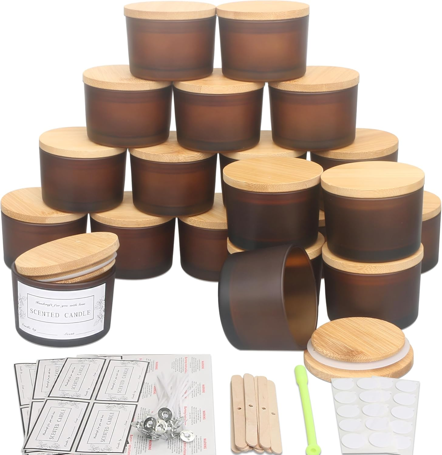 MILIVIXAY 20 Pack 4 OZ Matte Pink Glass Candle Jars with Lids and Candle Making Kits - Bulk Wide Mouth Small Empty Candle Jars for Making Candles - Spice, Powder Containers.