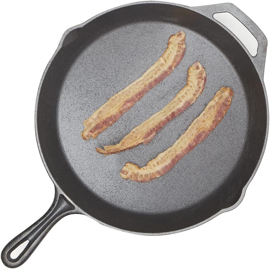 Home Basics Cast Iron Pre-Seasoned Cookware | 8", 10.5", 12" round with Pour Spout | 10" Square | 19" Griddle (12" Round) image number 4