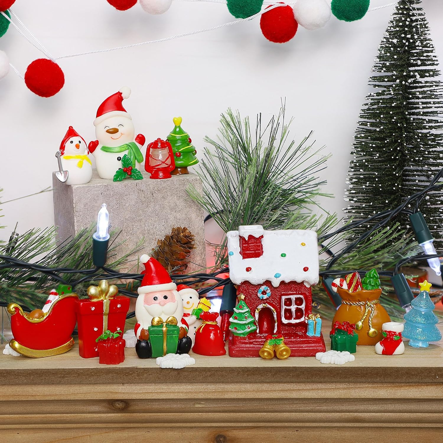 Lulu Home 12 PCS Cupcake Toppers, Small Cupcake Picks Shaped in Santa Snowman Gift Bag Christmas Tree Sleigh for Xmas Holiday Party Decor Supplies