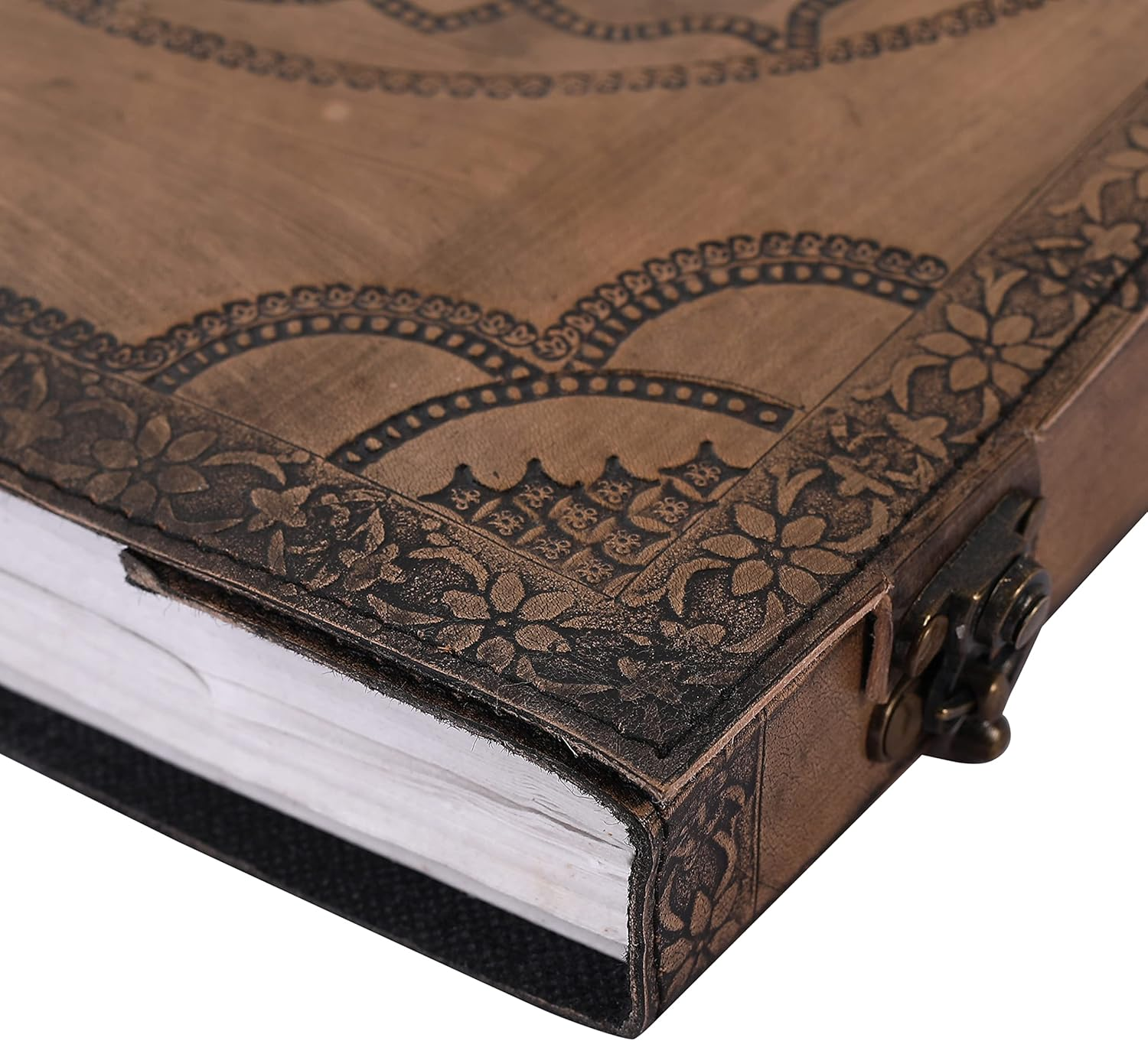 OVERDOSE Hand Embossed Stone Vintage Leather Journal - Handmade Antique Stone Journal for Students & Office for Men Women Diary Leather Sketchbook Drawing - Size 10 X 13 Inches | 25 X 33 Cm image number 6