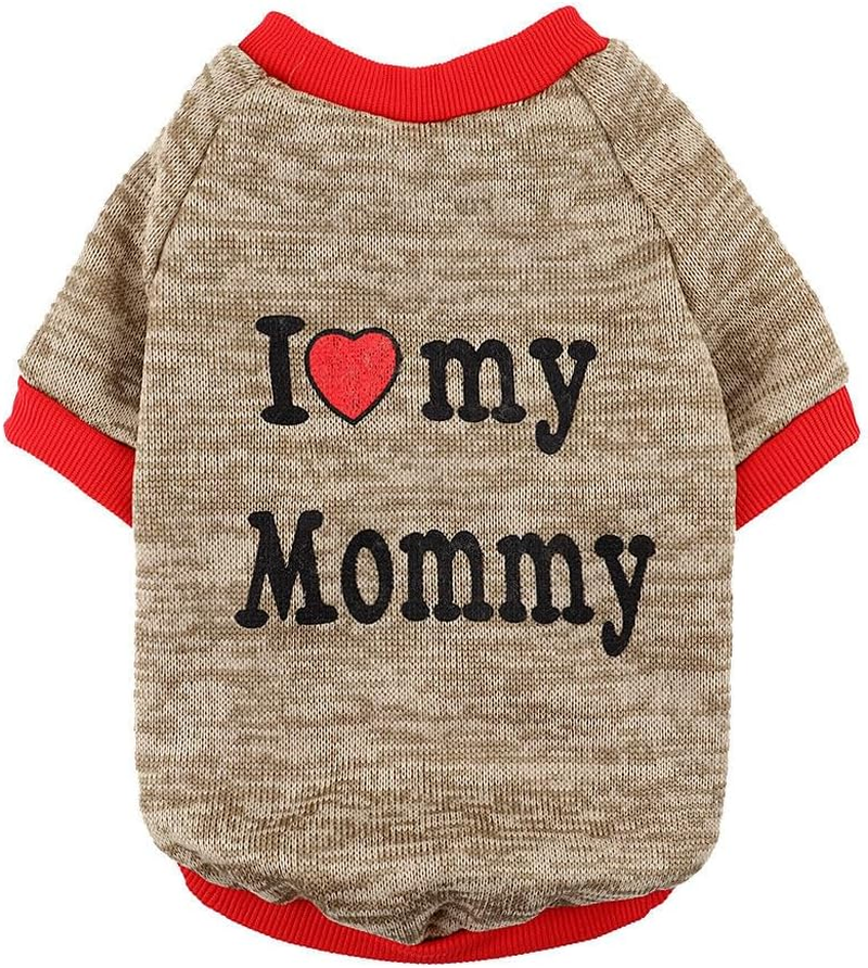 Pet Clothes, Winter Dog Sweater I Love My Mom/Dad Dog Sweatshirt Outfit Warm Dog Costume for Puppy Small Dogs (Mommy, XS) image number 6