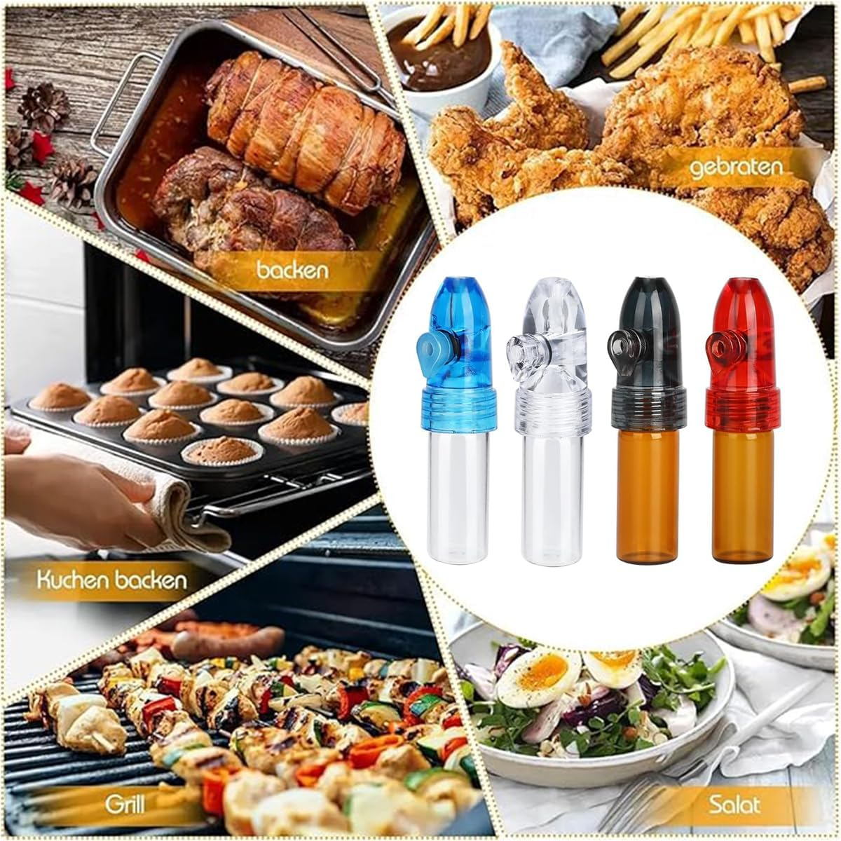 4 PCS Environmentally and Refillable Portable Spice Dispenser, with Knob Switch Storage Bottle, Salt and Pepper Shakers,Refillable Glass Bottle for Traveling image number 6