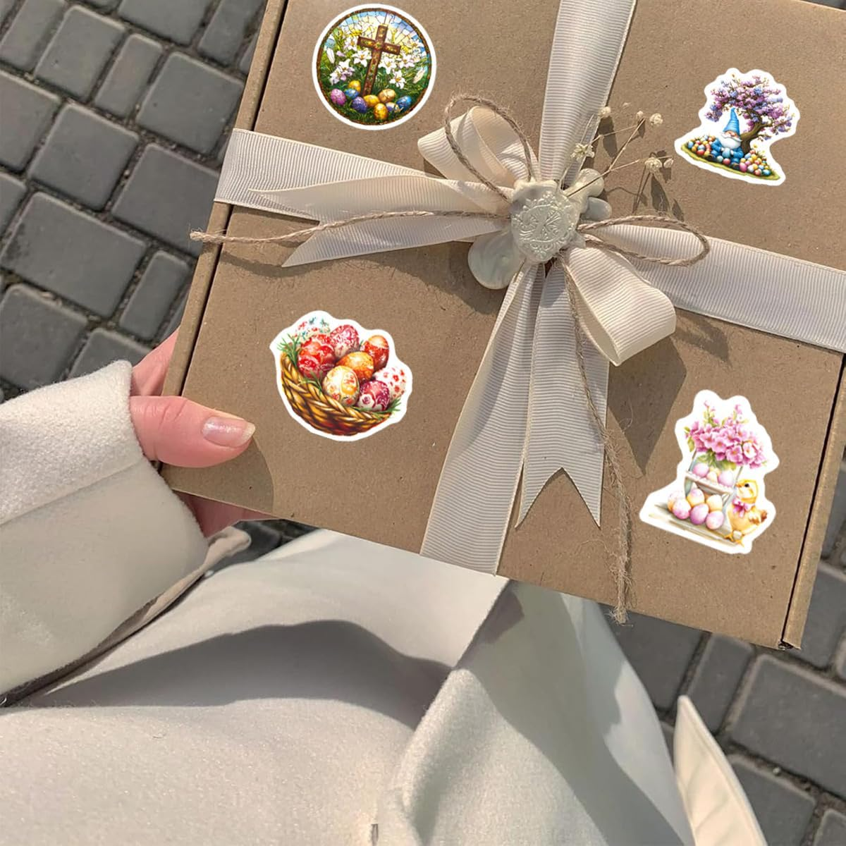 100Pcs Easter Stickers Pack - Bunny Rabbit Designs for Kids, Waterproof Scrapbook Stickers for Water Bottles, Journals, and DIY Crafts image number 3