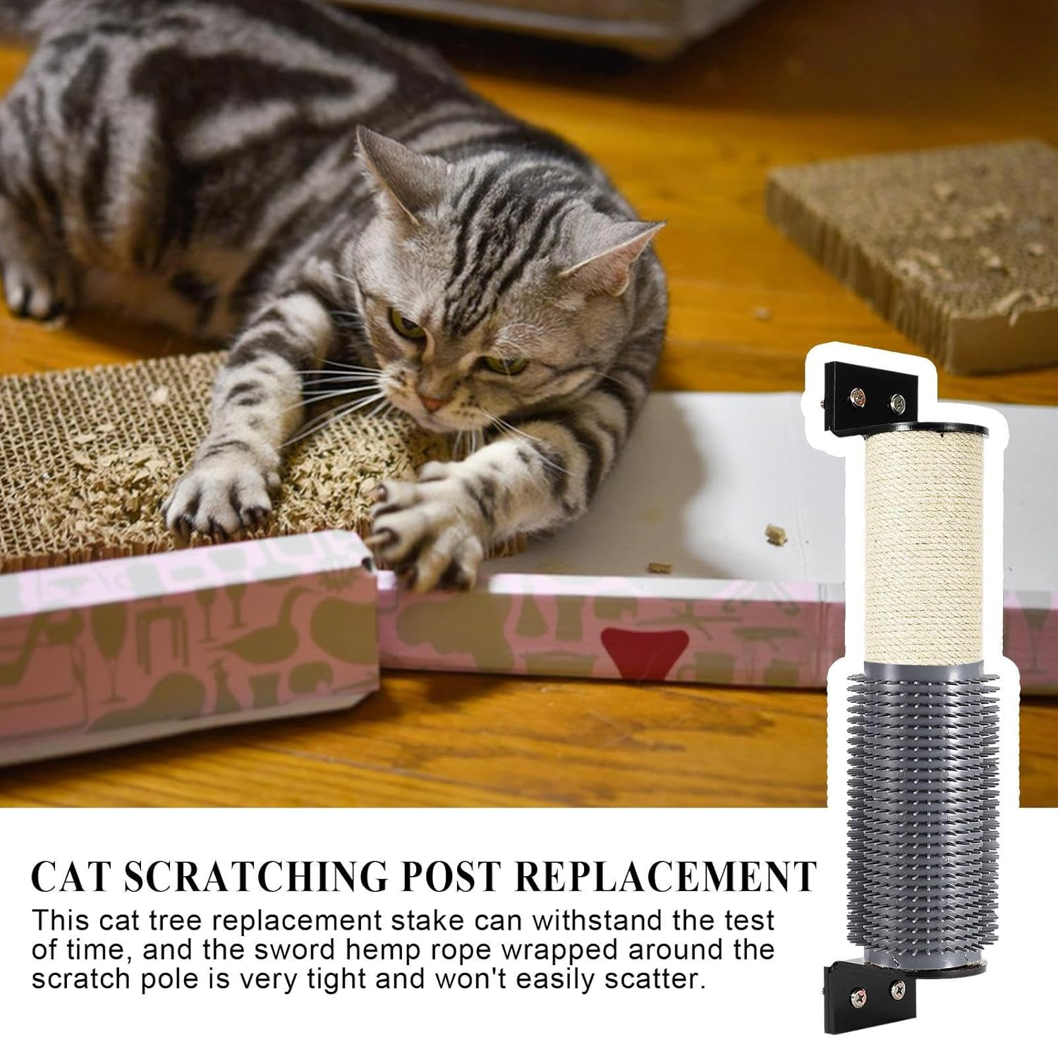 Cat Tree Replacement Post, Heavy-Duty Replacement Scratching Post with Grooming Brush, Wear-Resistant Pet Accessories for Home Apartment Living Room Bedroom Playroom image number 3